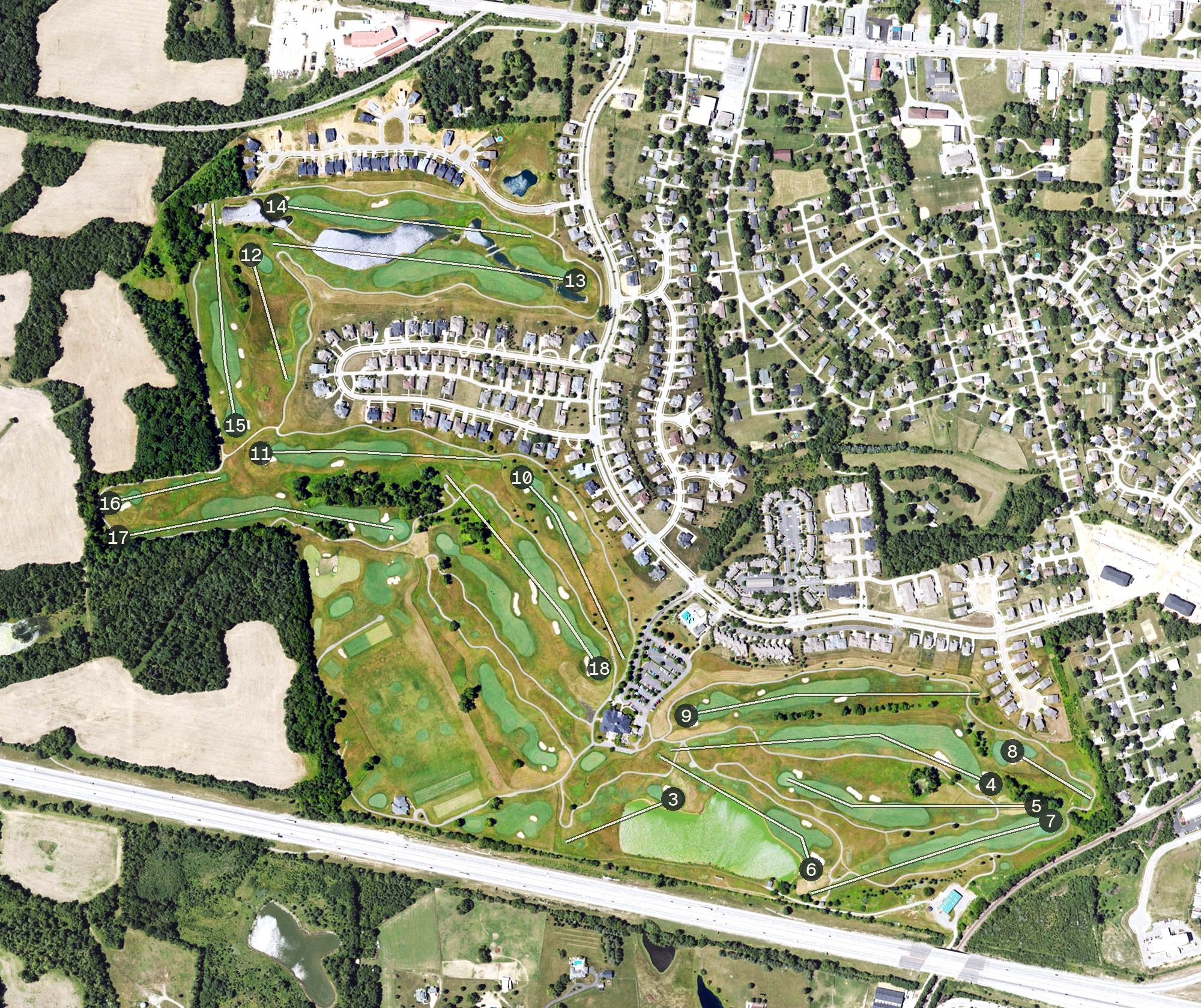 Aerial view of University of Louisville Golf Club, KY