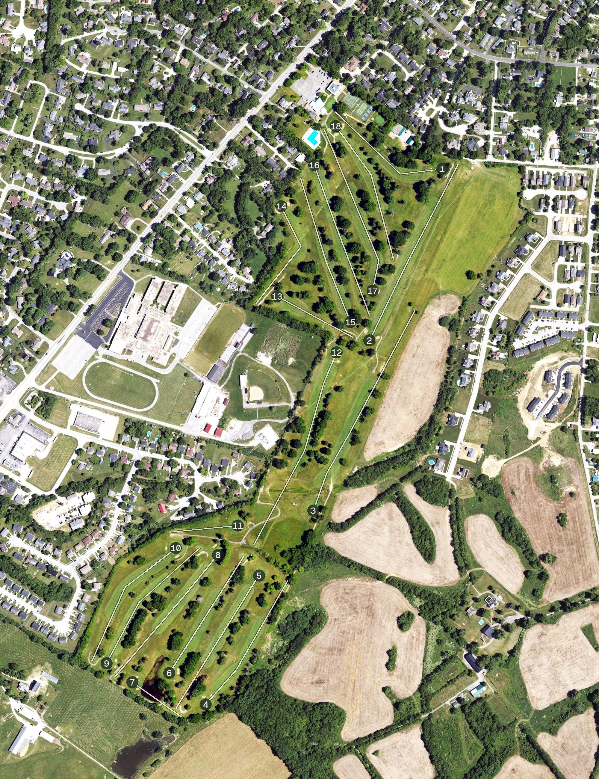 Aerial view of Winchester Country Club, KY