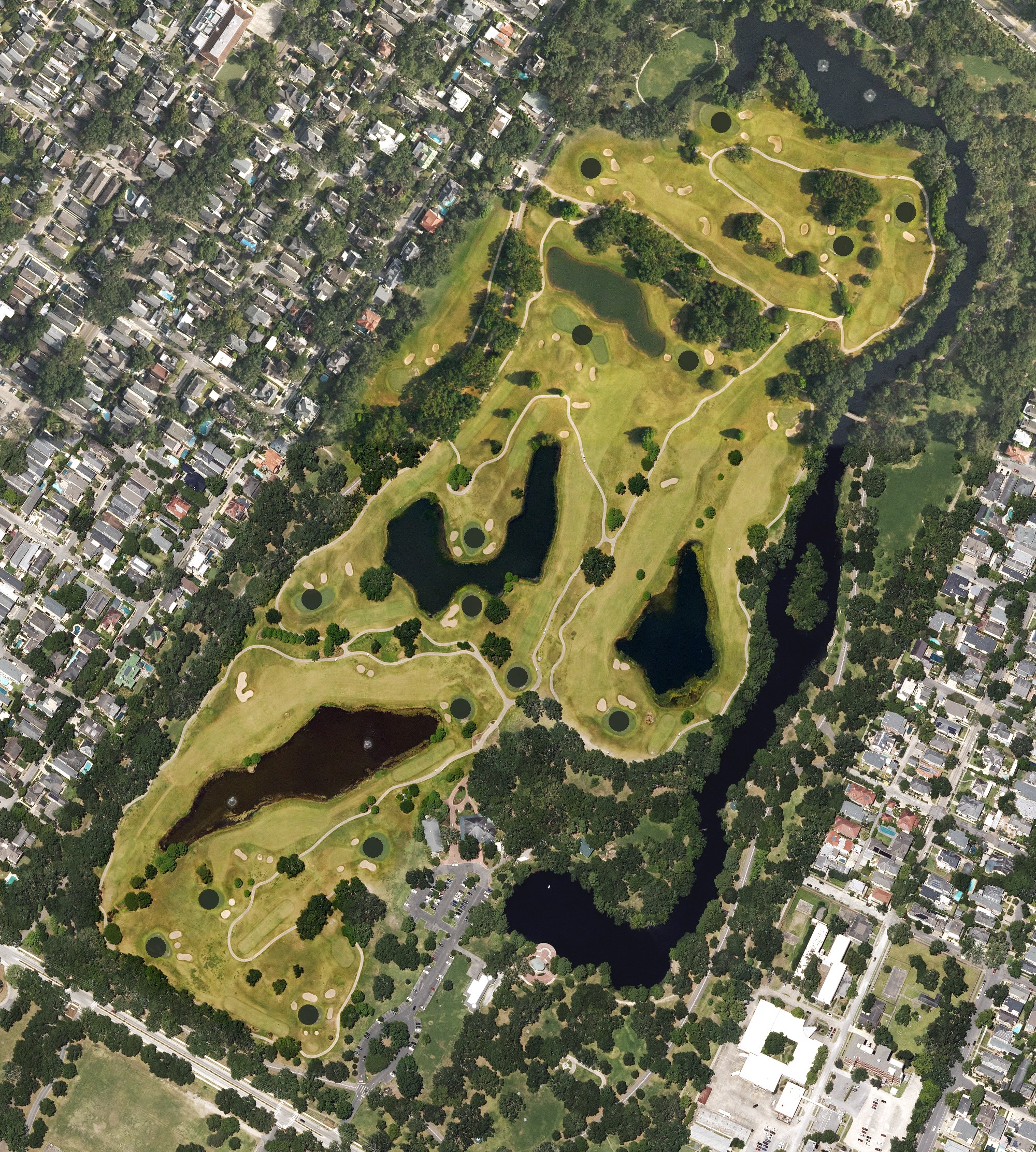 Aerial view of Audubon Park Golf Course, LA