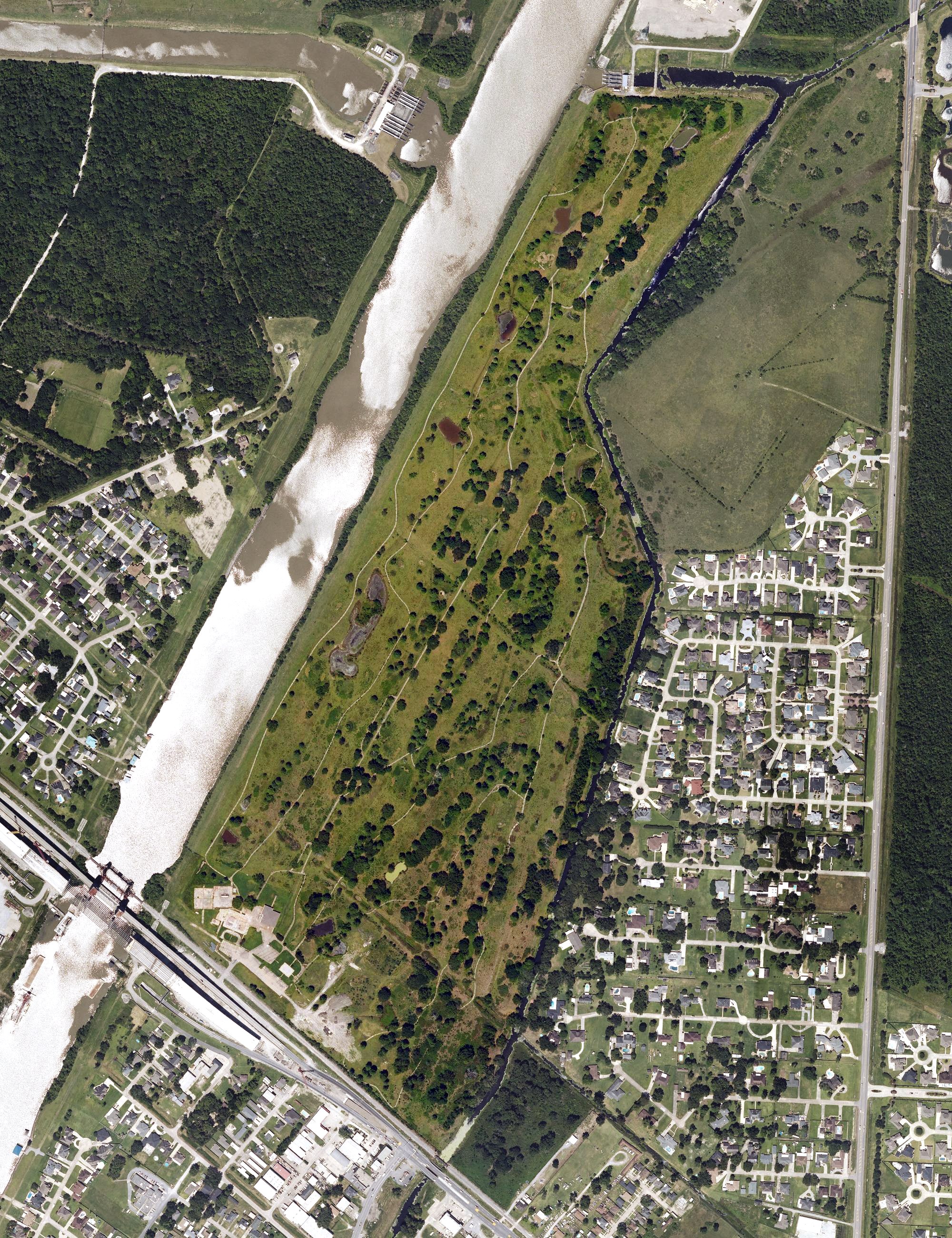 Aerial view of Bayou Barriere Golf Course, LA