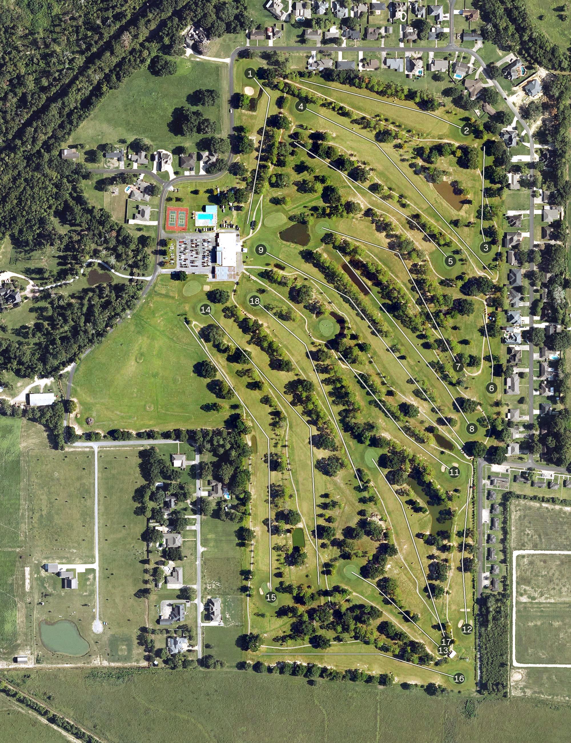 Aerial view of Bayou Bend Golf Course, LA