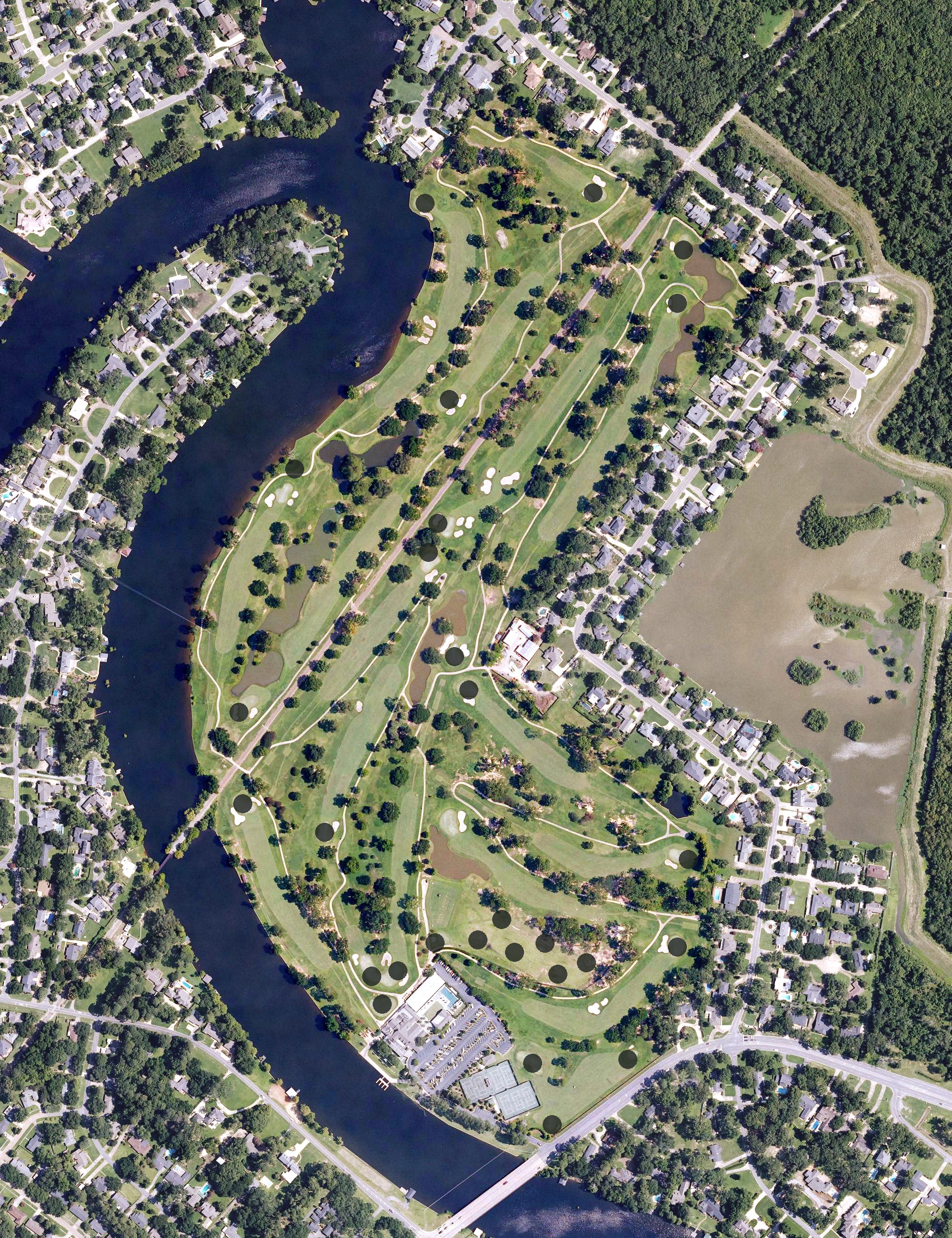 Aerial view of Bayou Desiard Country Club, LA