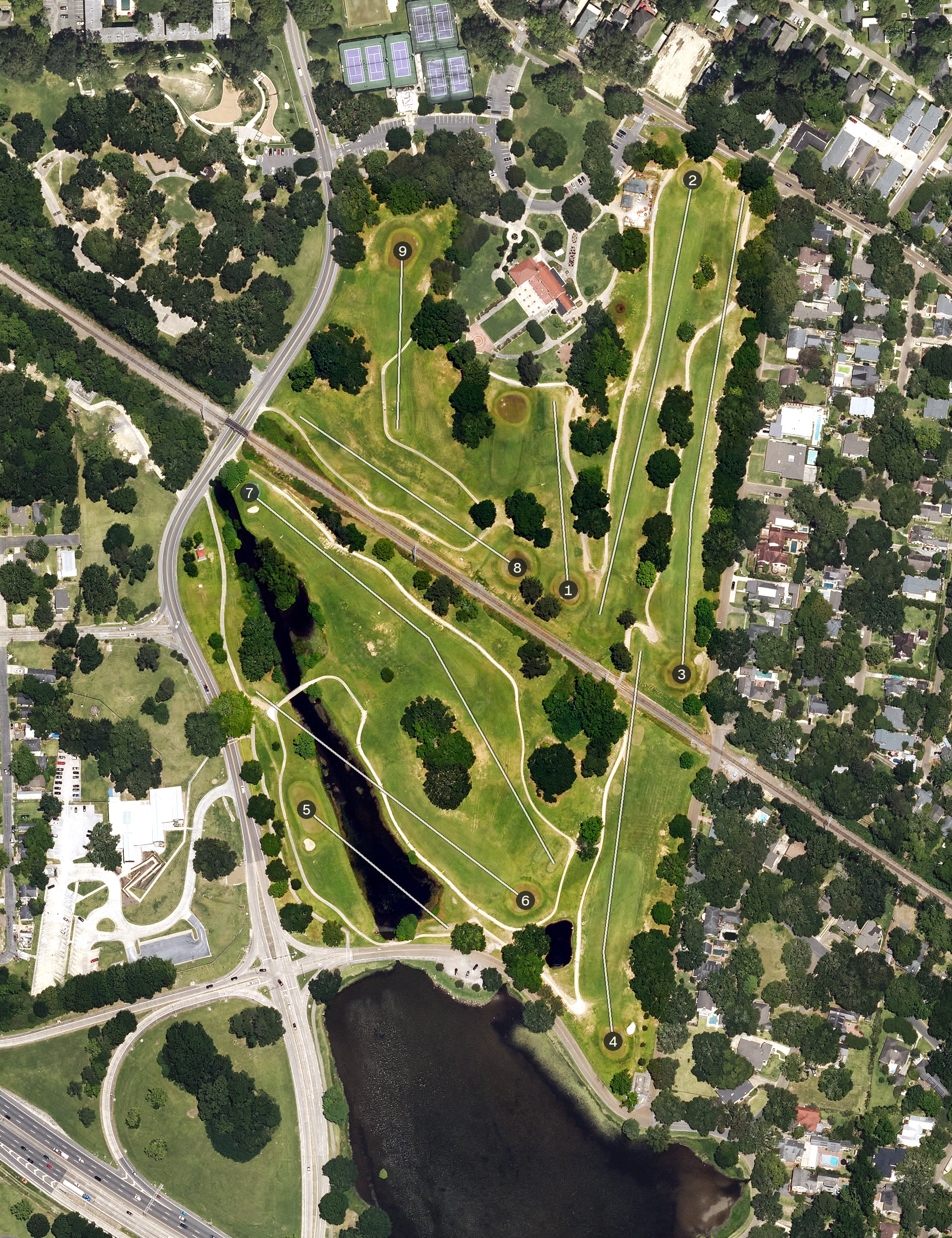 Aerial view of City Park Golf Course, LA