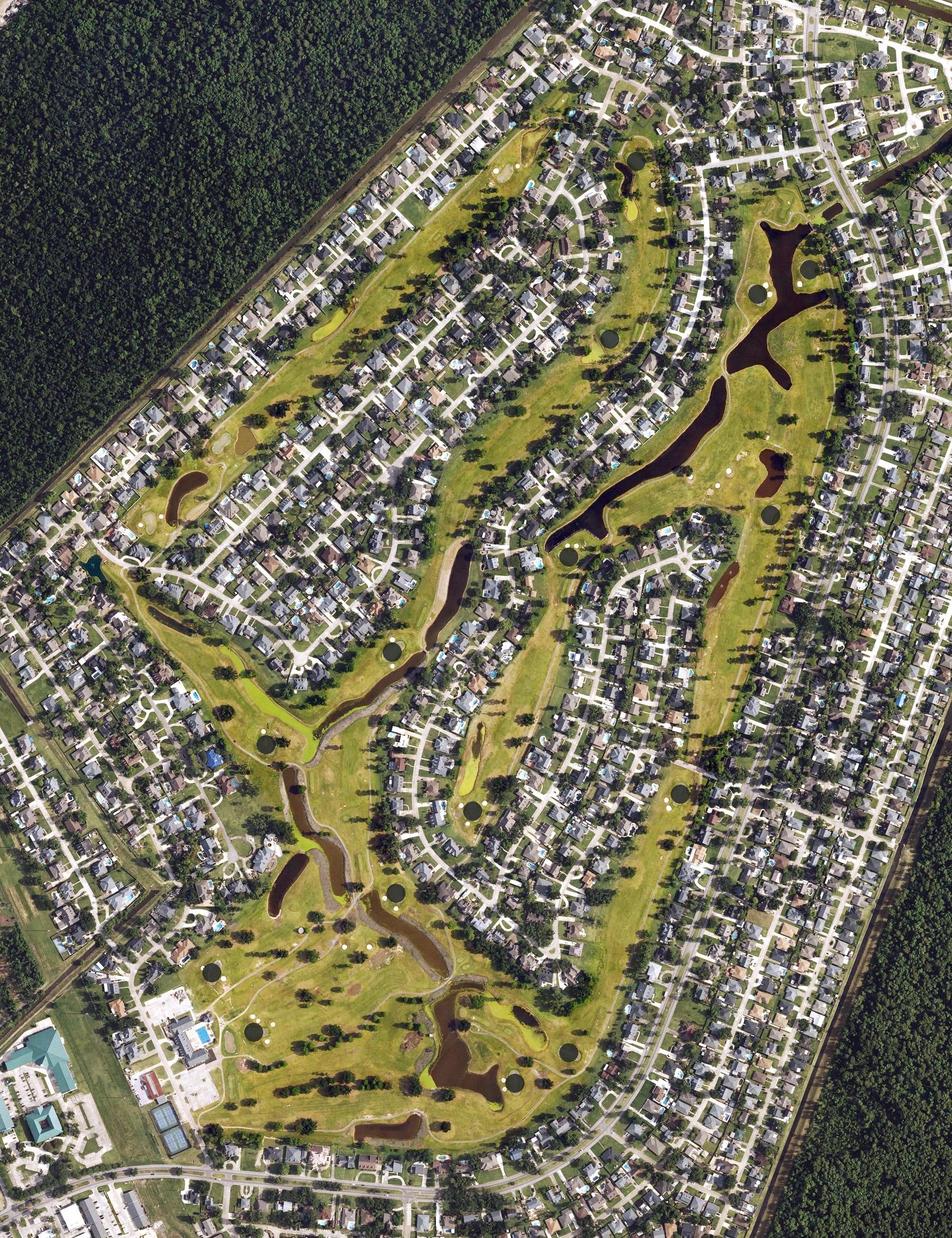 Aerial view of Cypress Lakes Country Club, LA