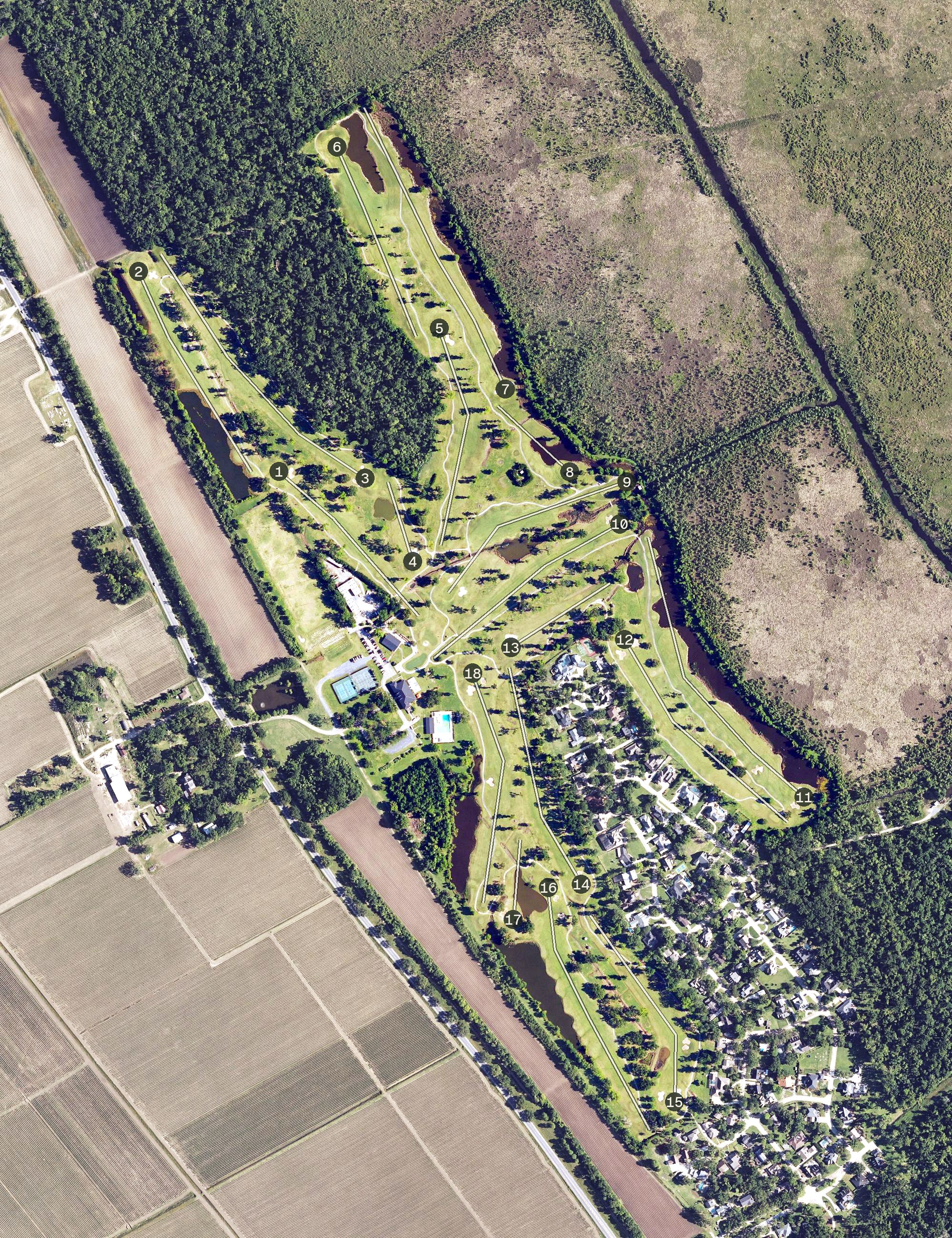 Aerial view of Ellendale Country Club, LA