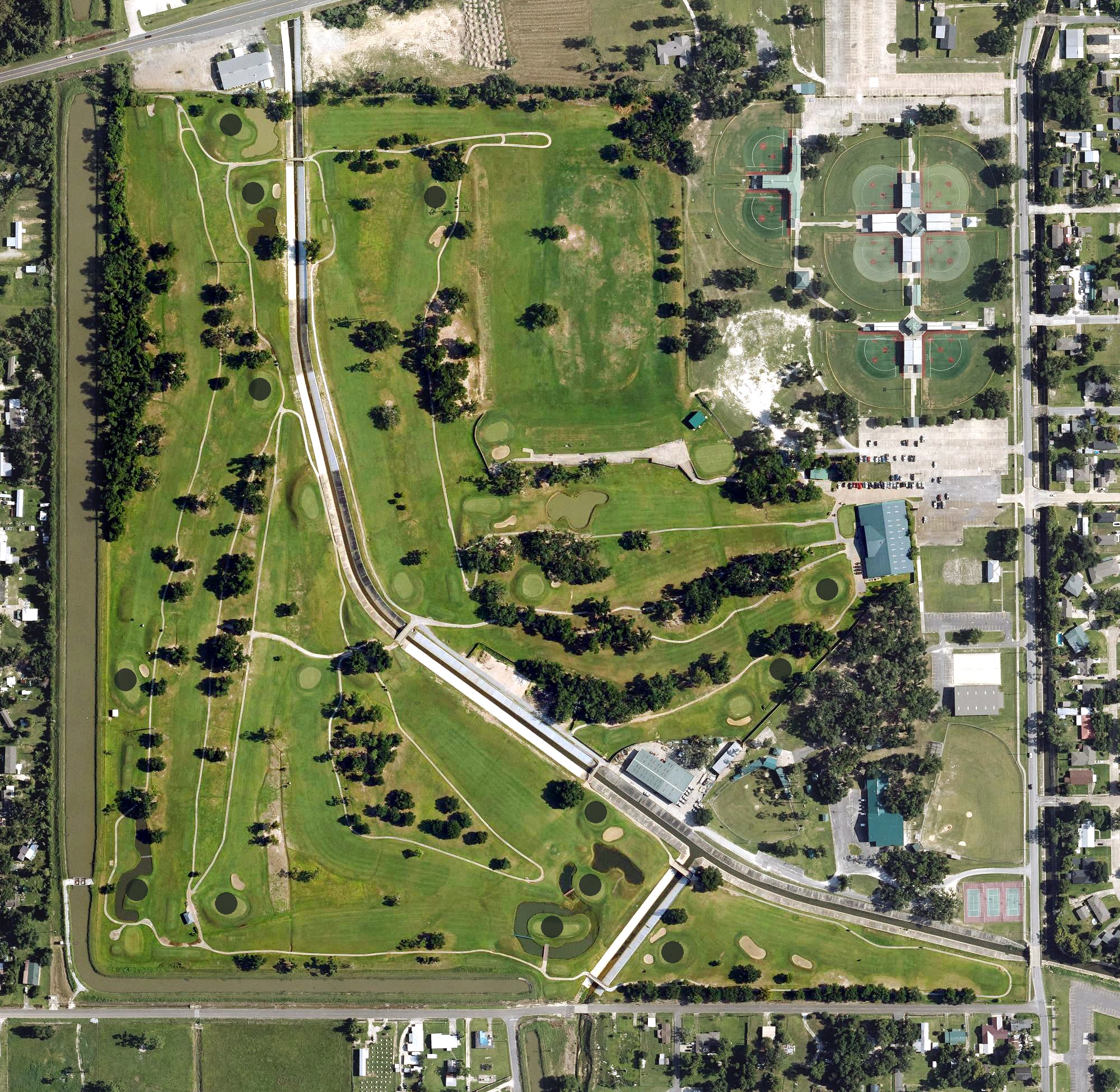 Aerial view of Frasch Golf Course, LA