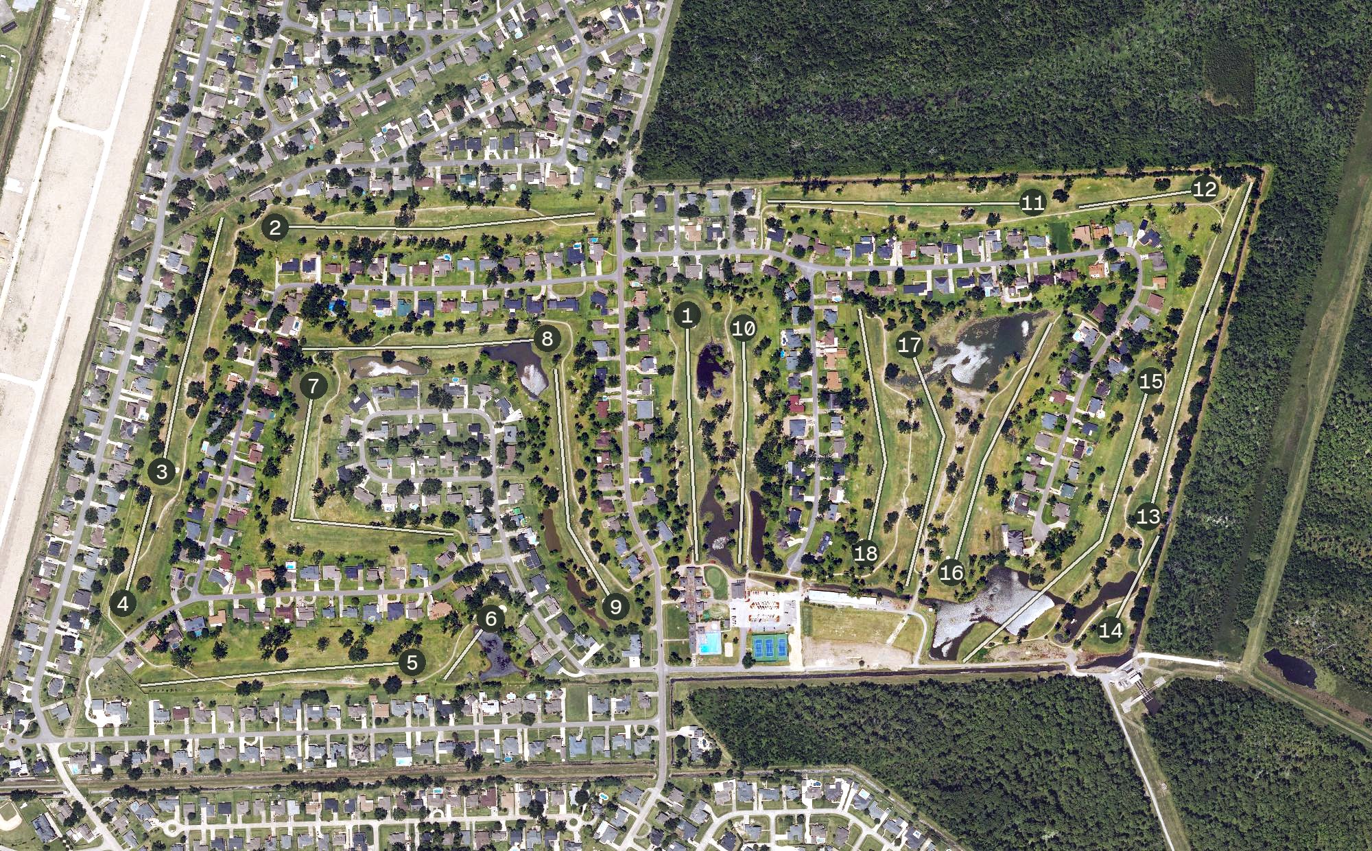 Aerial view of Grand Ridge Golf Club, LA