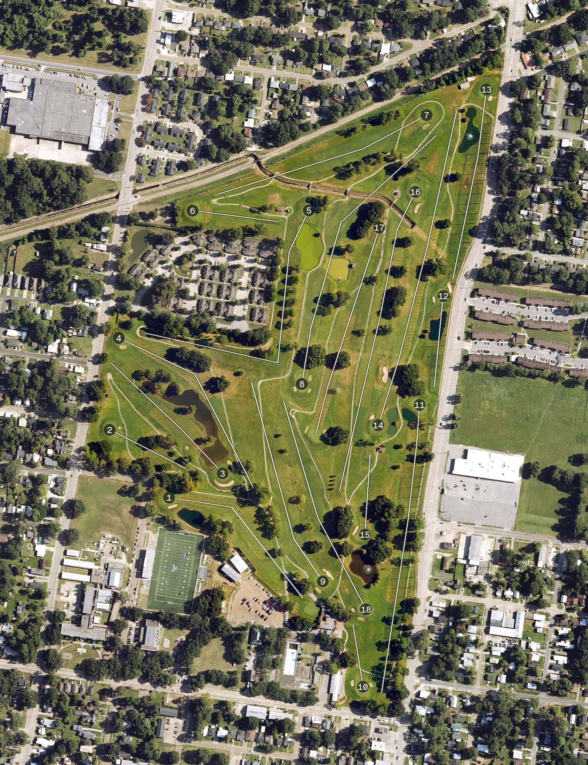Aerial view of Hebert Municipal Golf Course, LA