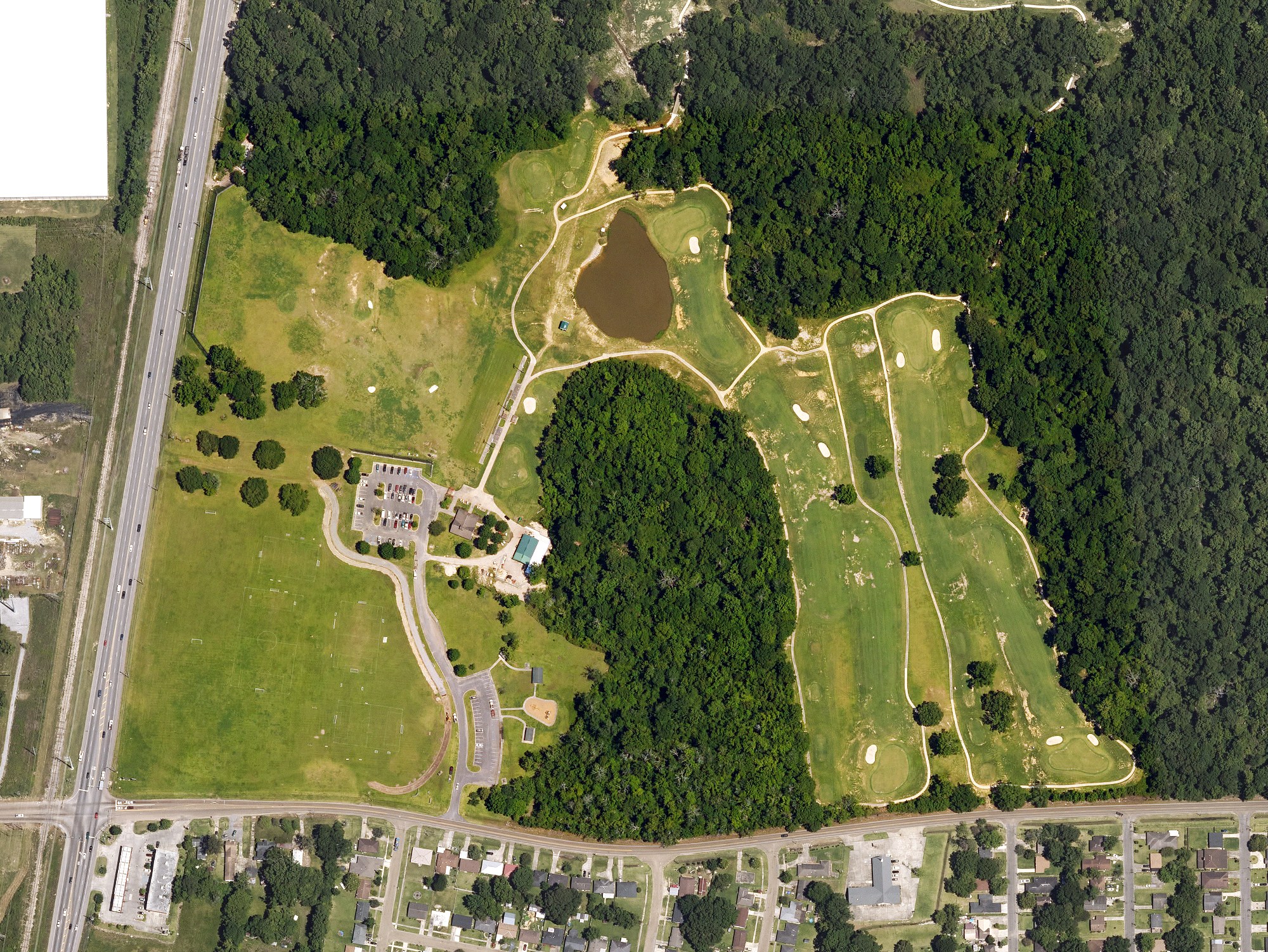 Aerial view of J.S. Clark Golf Course, LA