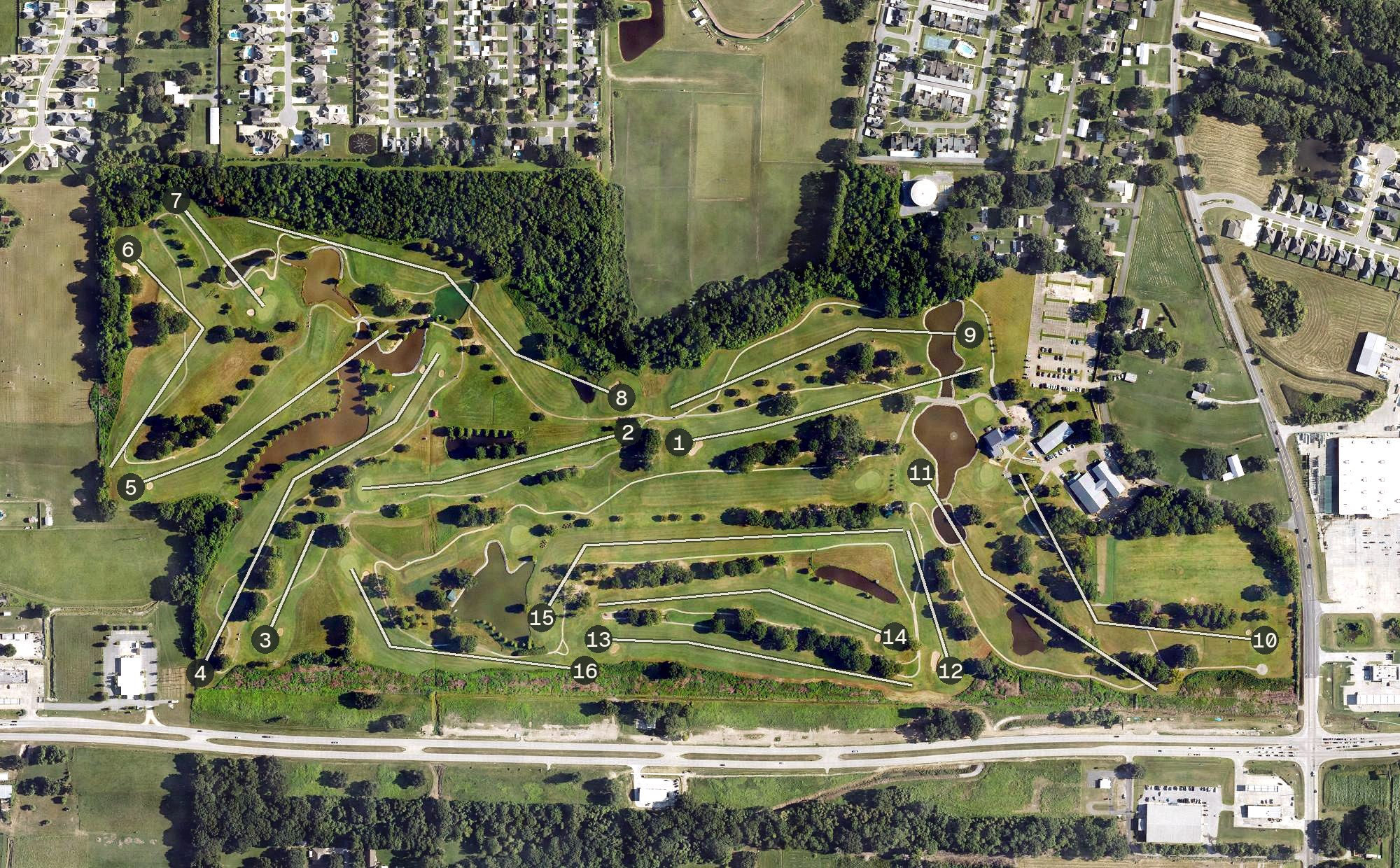 Aerial view of Les Vieux Chenes Municipal Golf Course, LA