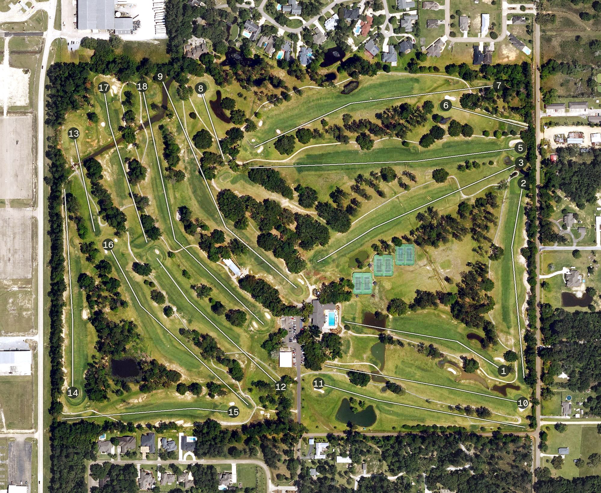 Aerial view of Oaak Knoll Country Club, LA