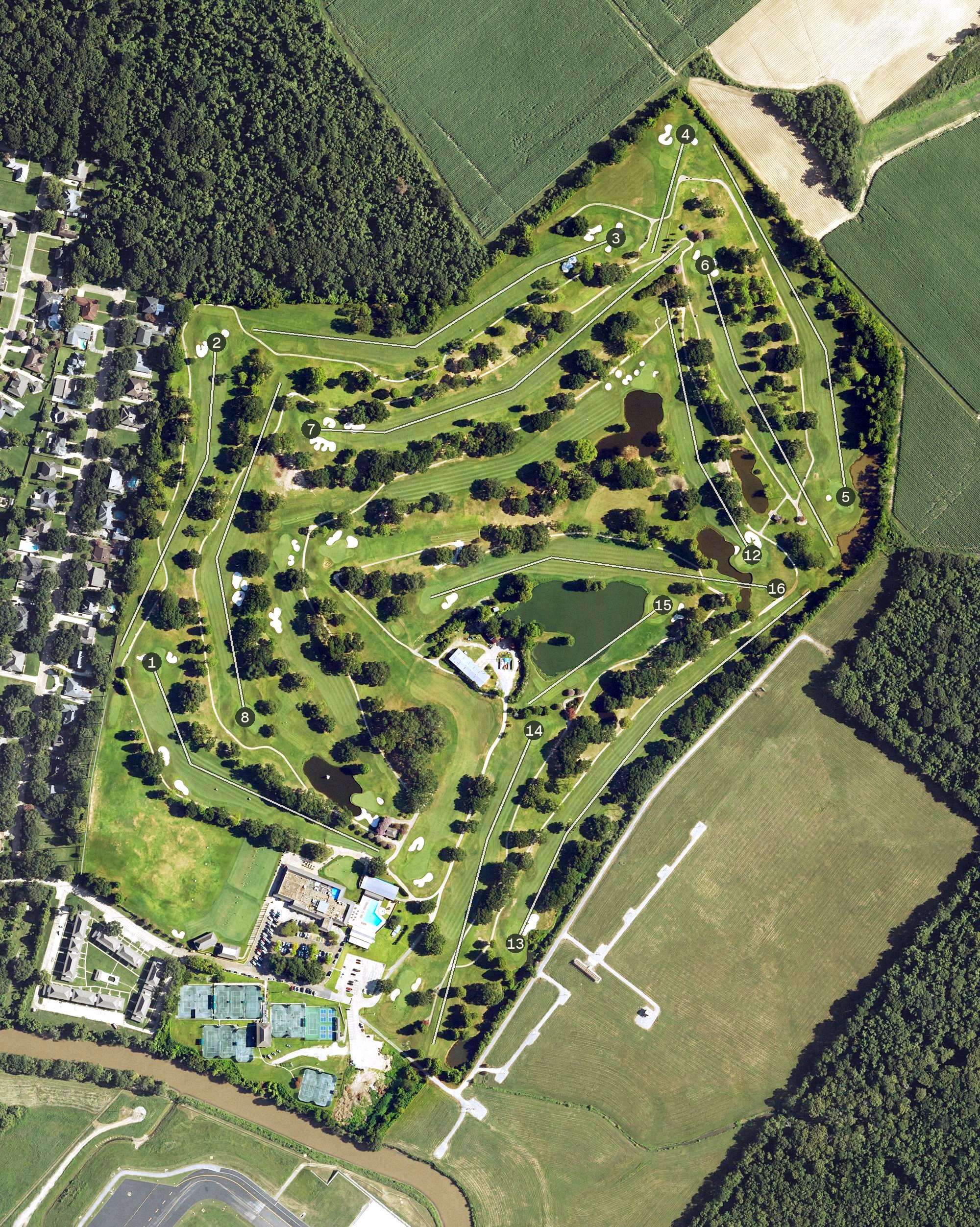 Aerial view of Oakbourne Country Club, LA