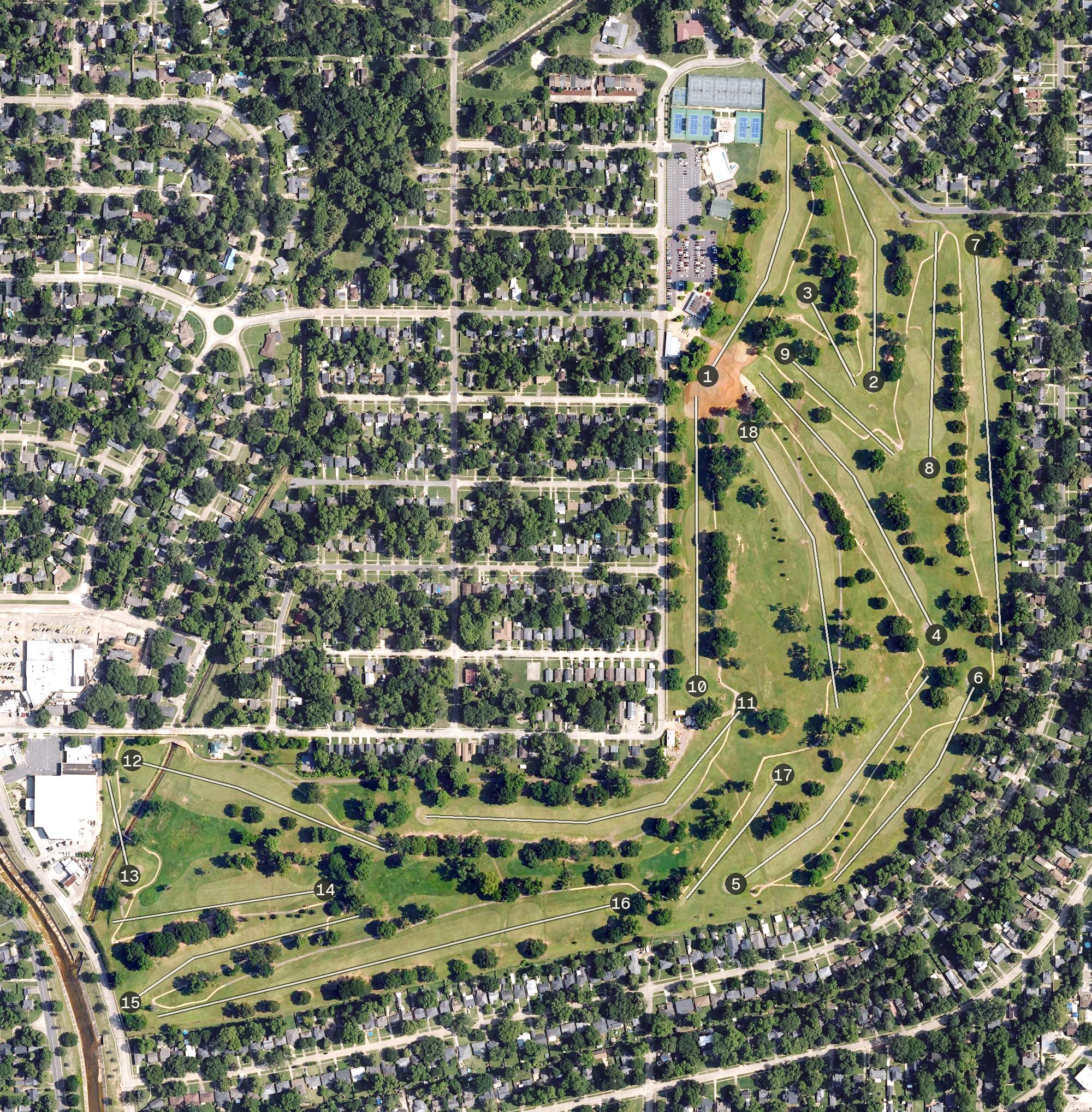 Aerial view of Querbes Golf Course, LA