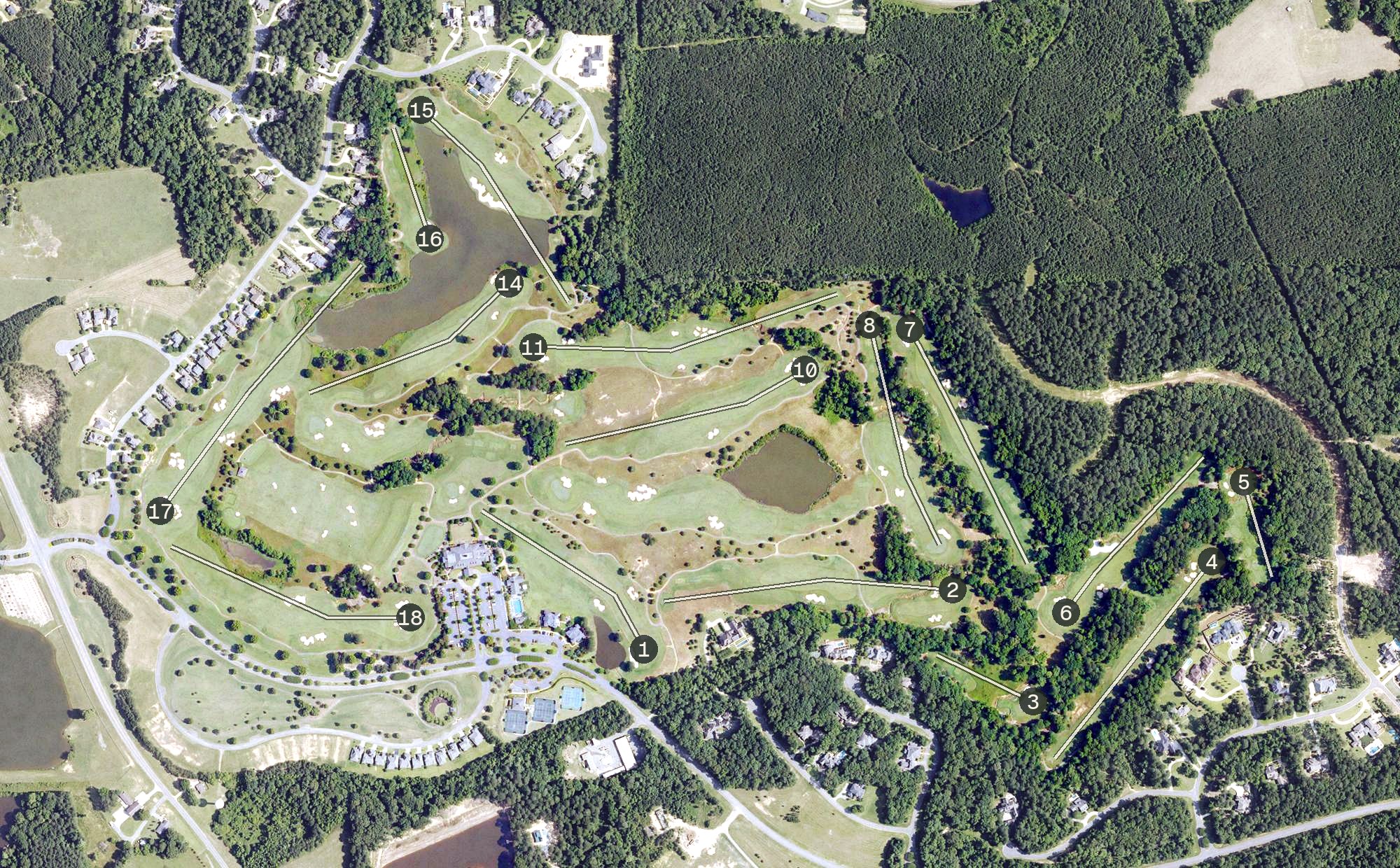 Aerial view of Squire Creek Country Club, LA