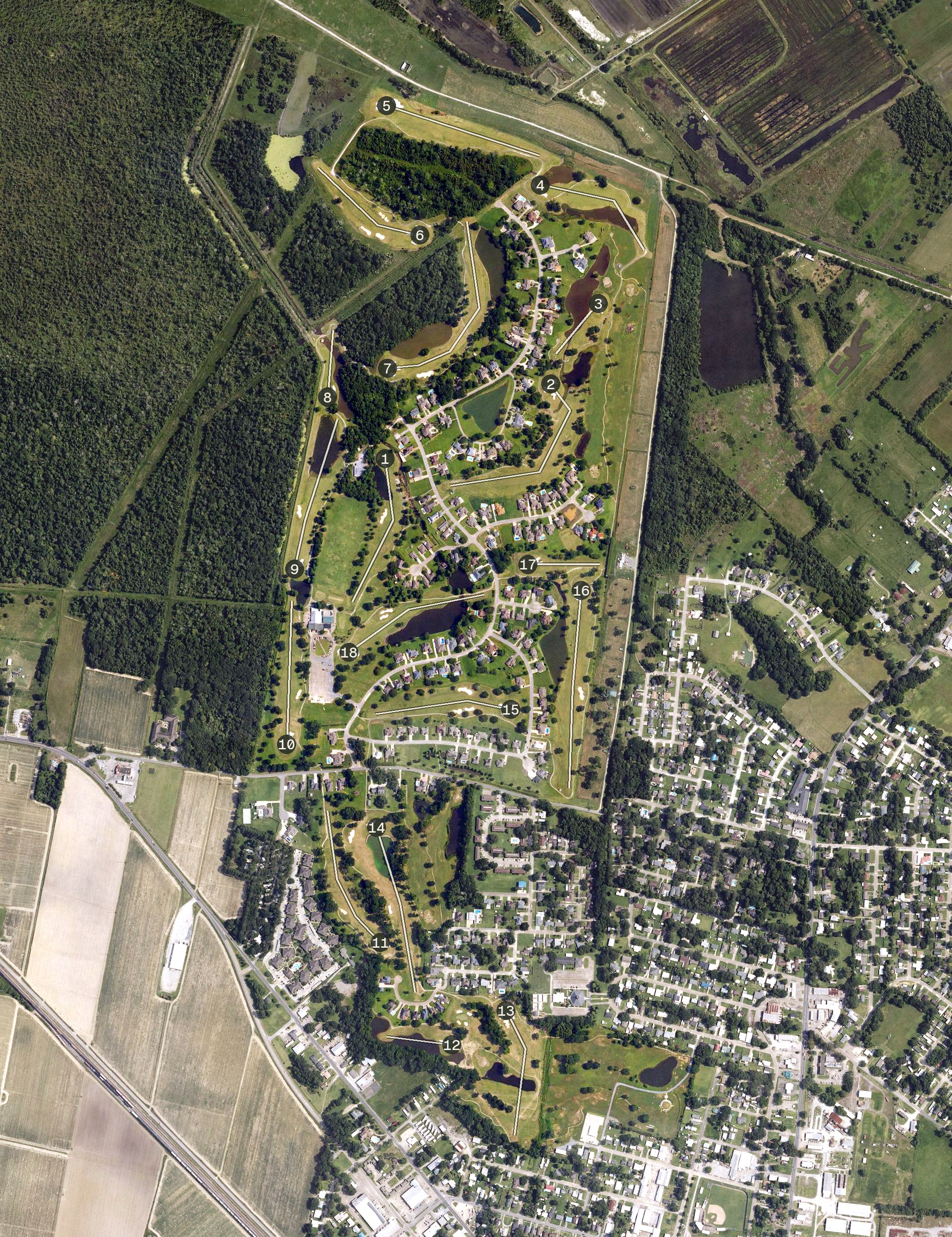 Aerial view of Squirrel Run Golf Club, LA