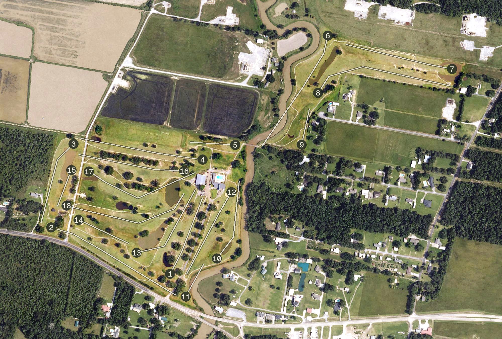Aerial view of Vermilion Oaks Country Club, LA