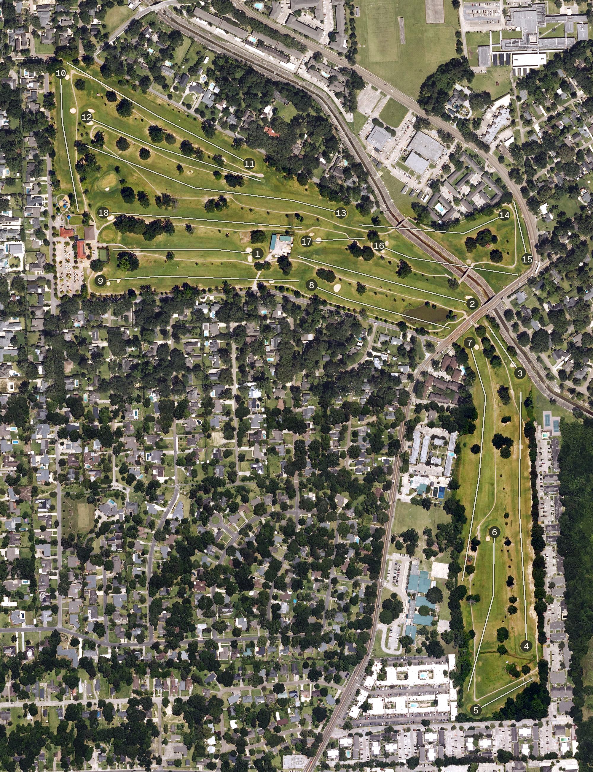 Aerial view of Webb Park Golf Course, LA