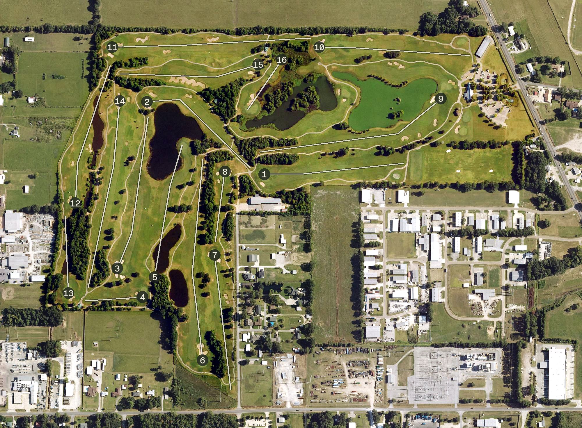 Aerial view of Wetlands Golf Course, LA