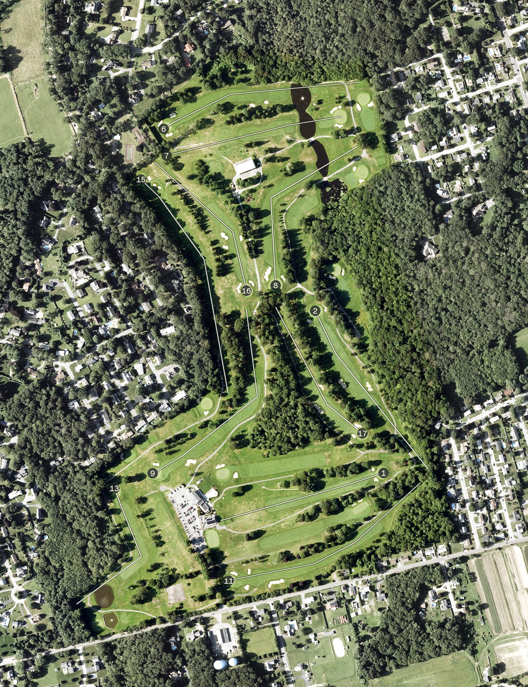 Aerial view of Allendale Country Club, MA