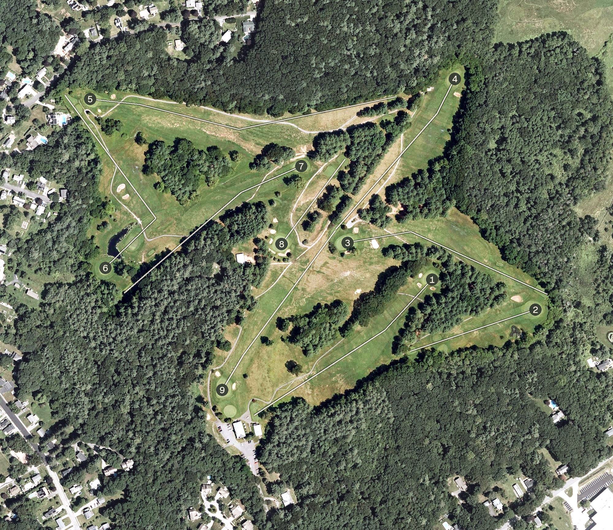 Aerial view of Amesbury Golf and Country Club, MA