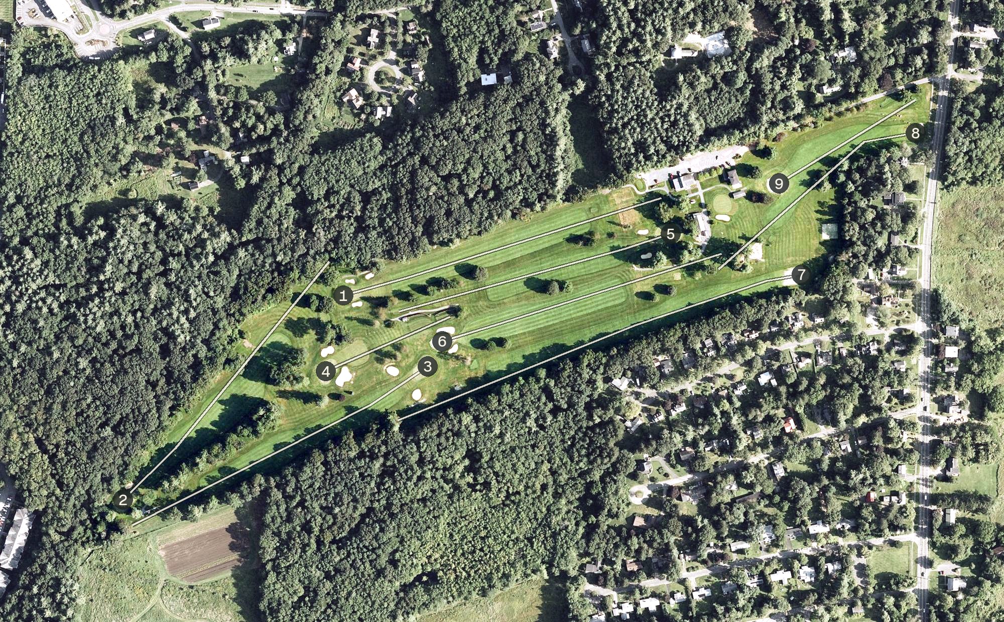 Aerial view of Amherst Golf Club, MA