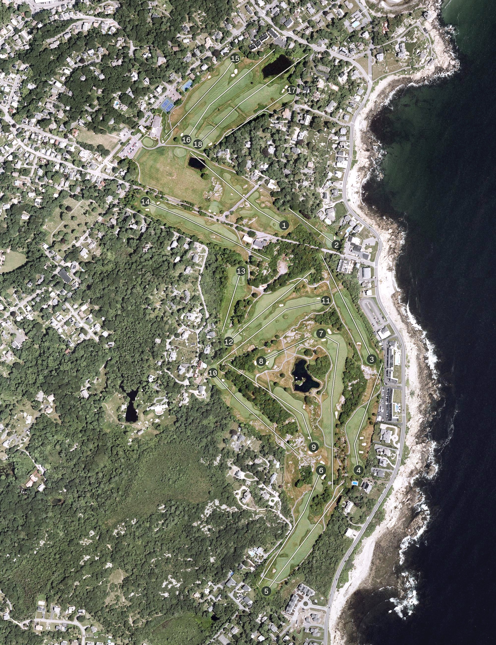 Aerial view of Bass Rocks Golf Club, MA