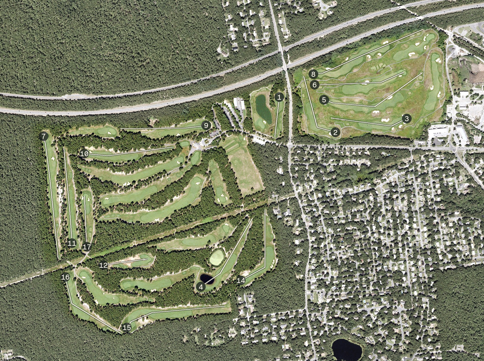 Aerial view of Bayberry Hills Golf Course, MA