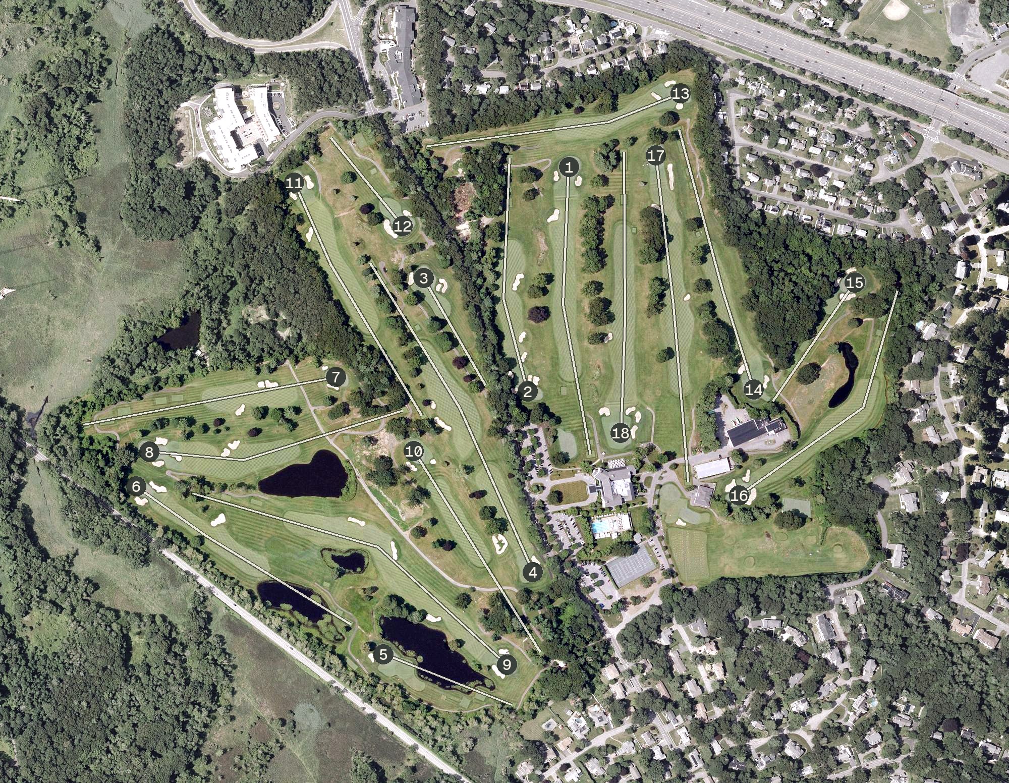Aerial view of Belmont Country Club, MA