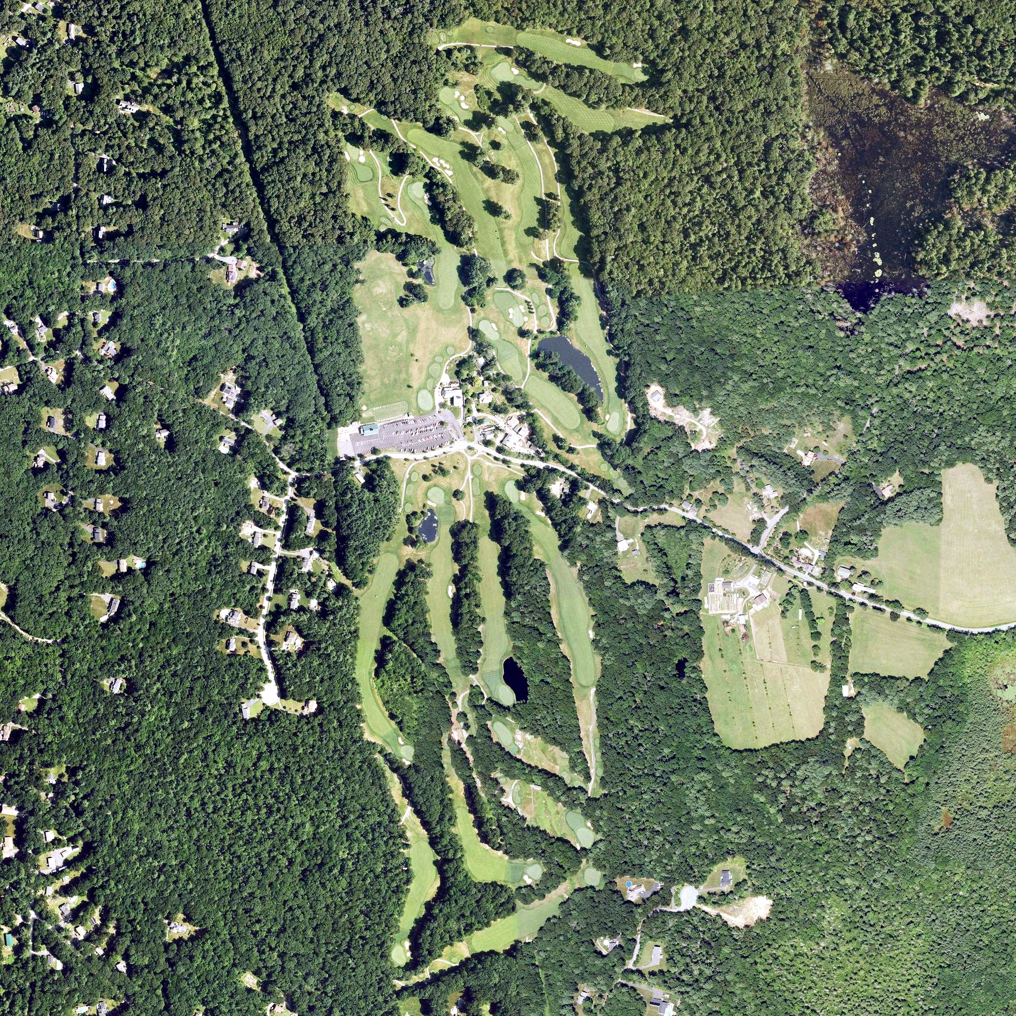 Aerial view of Blissful Meadows Golf Club, MA