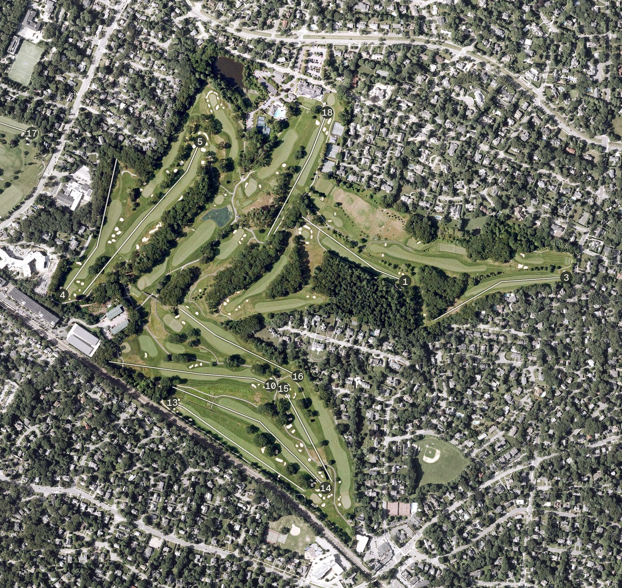 Aerial view of Brae Burn Country Club, MA