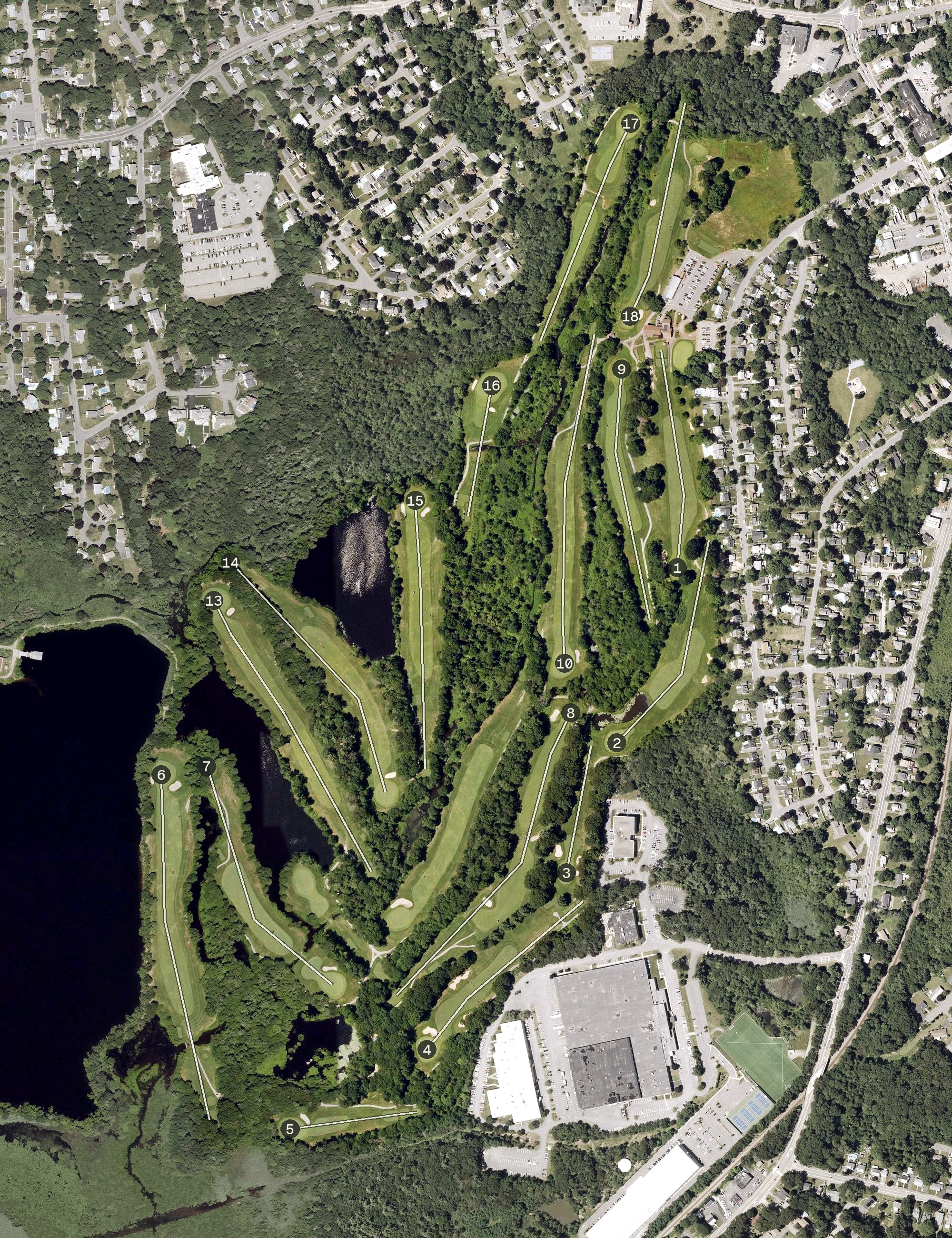 Aerial view of Braintree Municipal Golf Course, MA