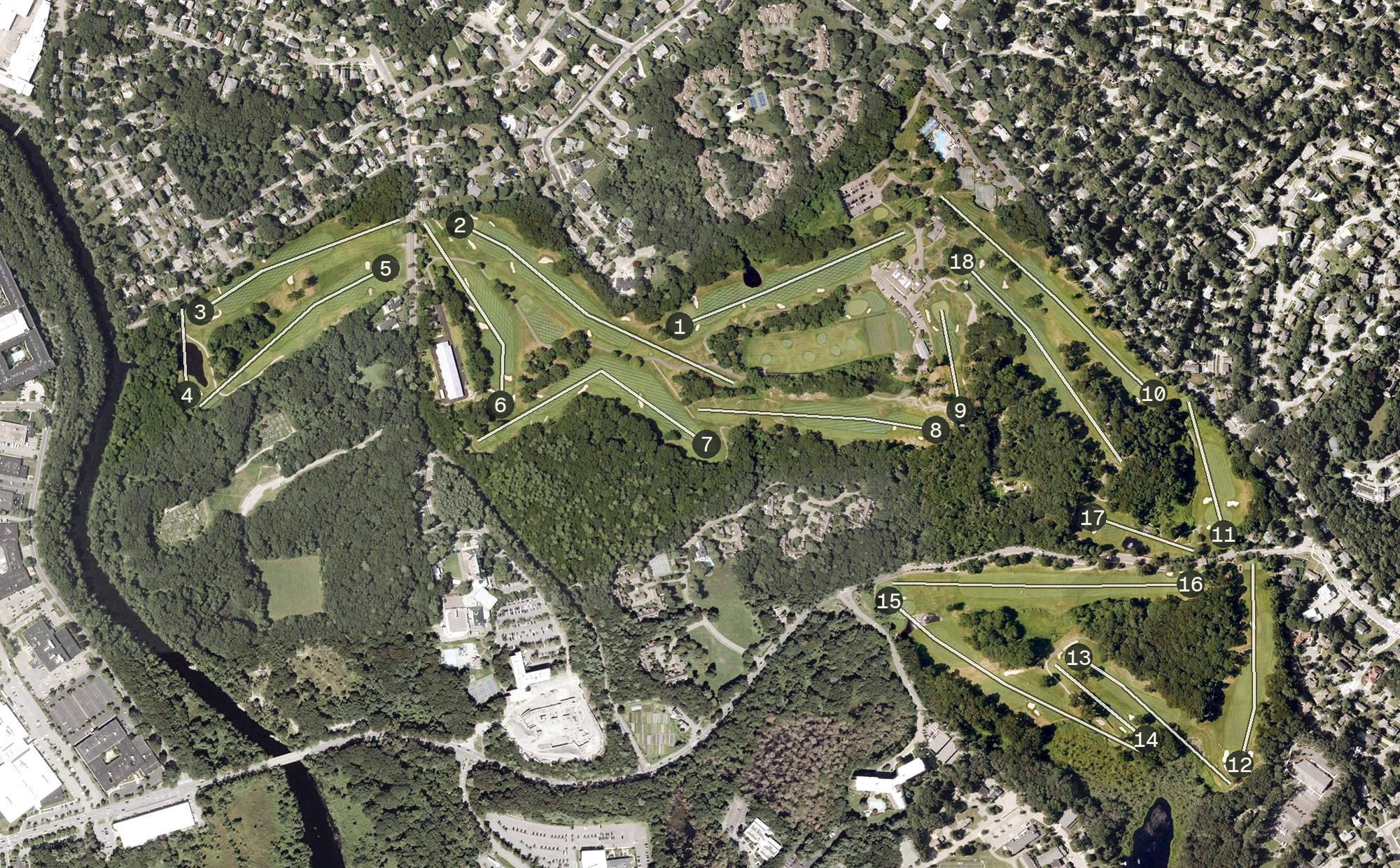 Aerial view of Charles River Country Club, MA