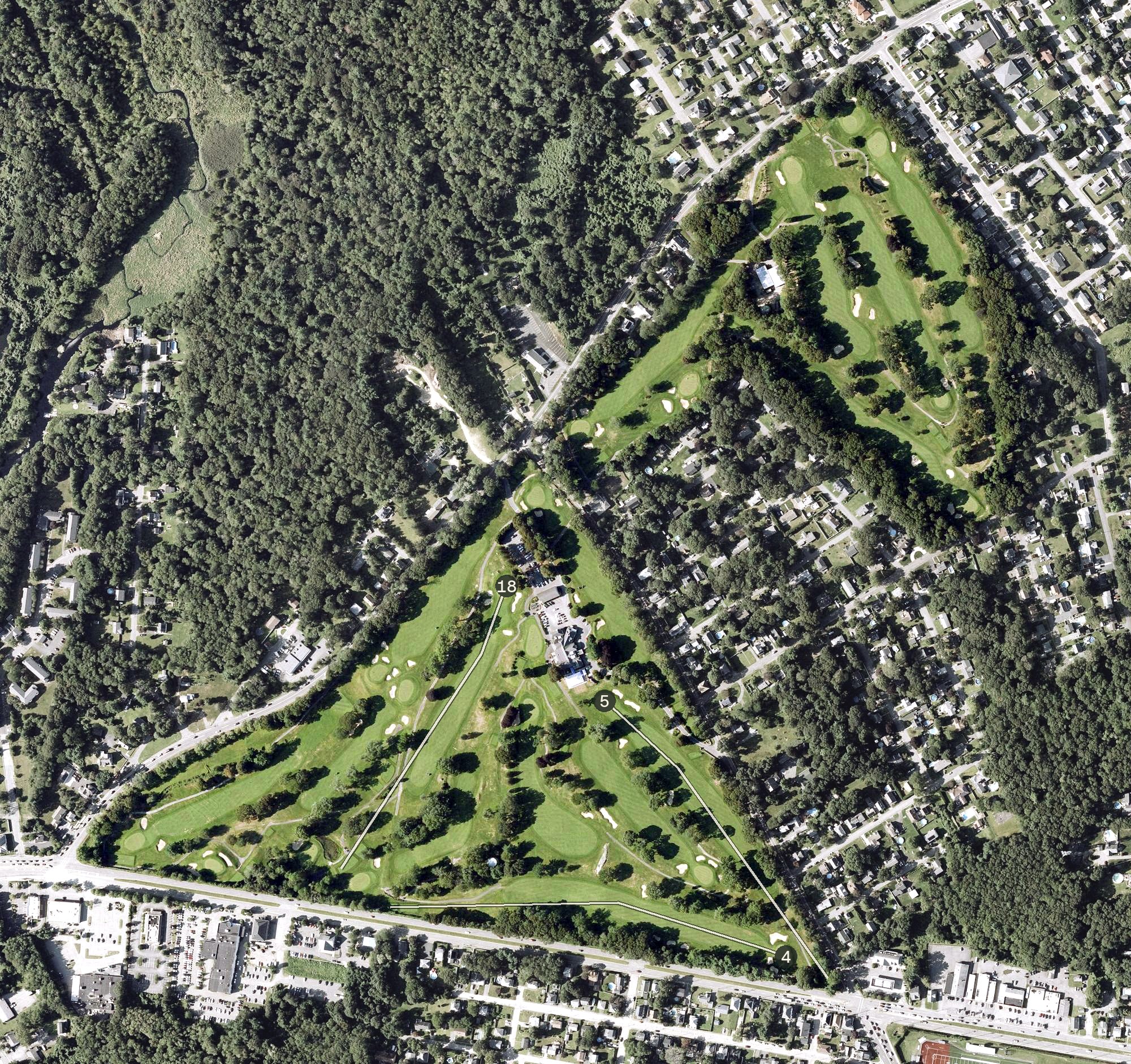 Aerial view of Country Club Of New Bedford, MA