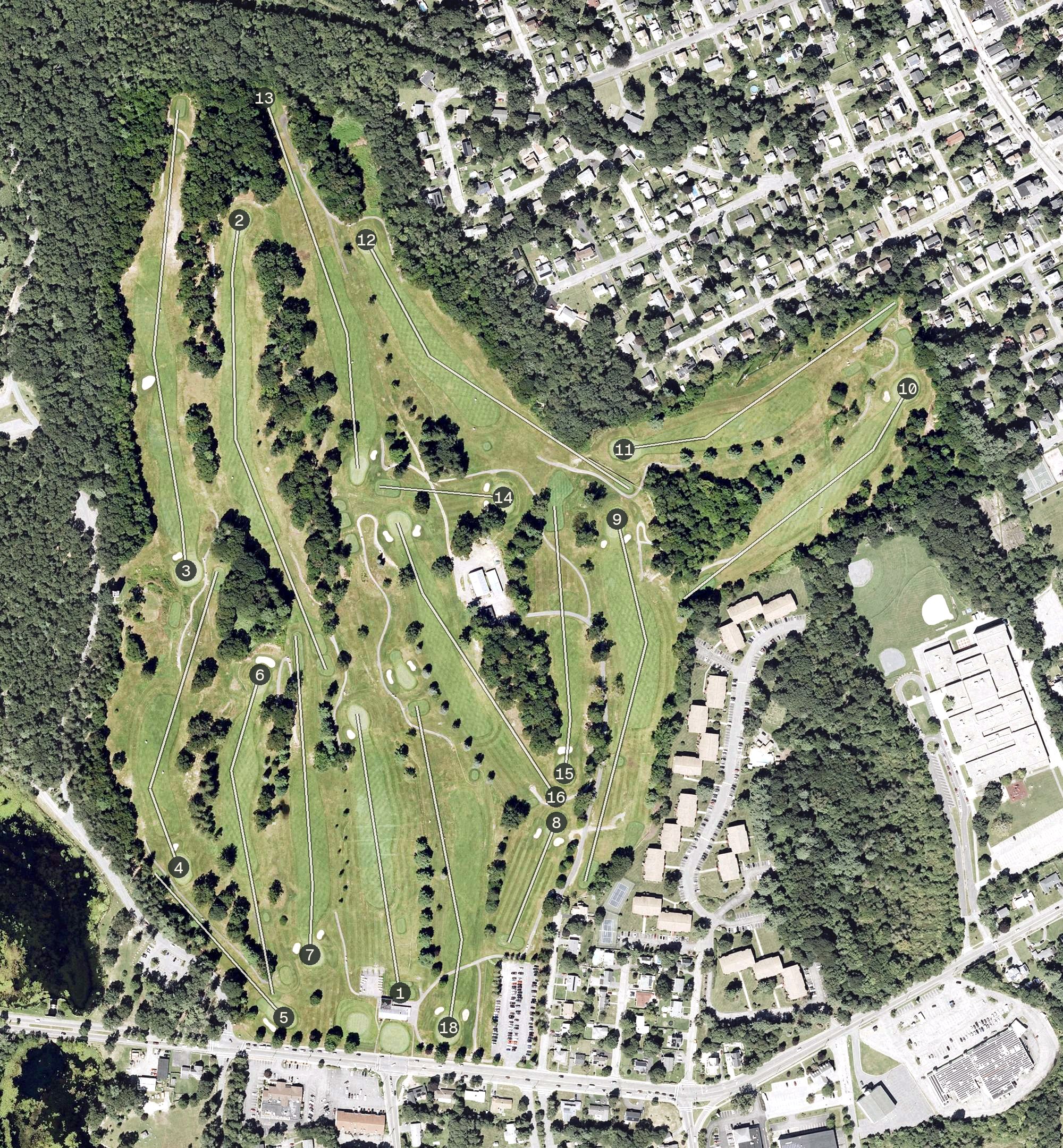Aerial view of D. W. Field Golf Course, MA