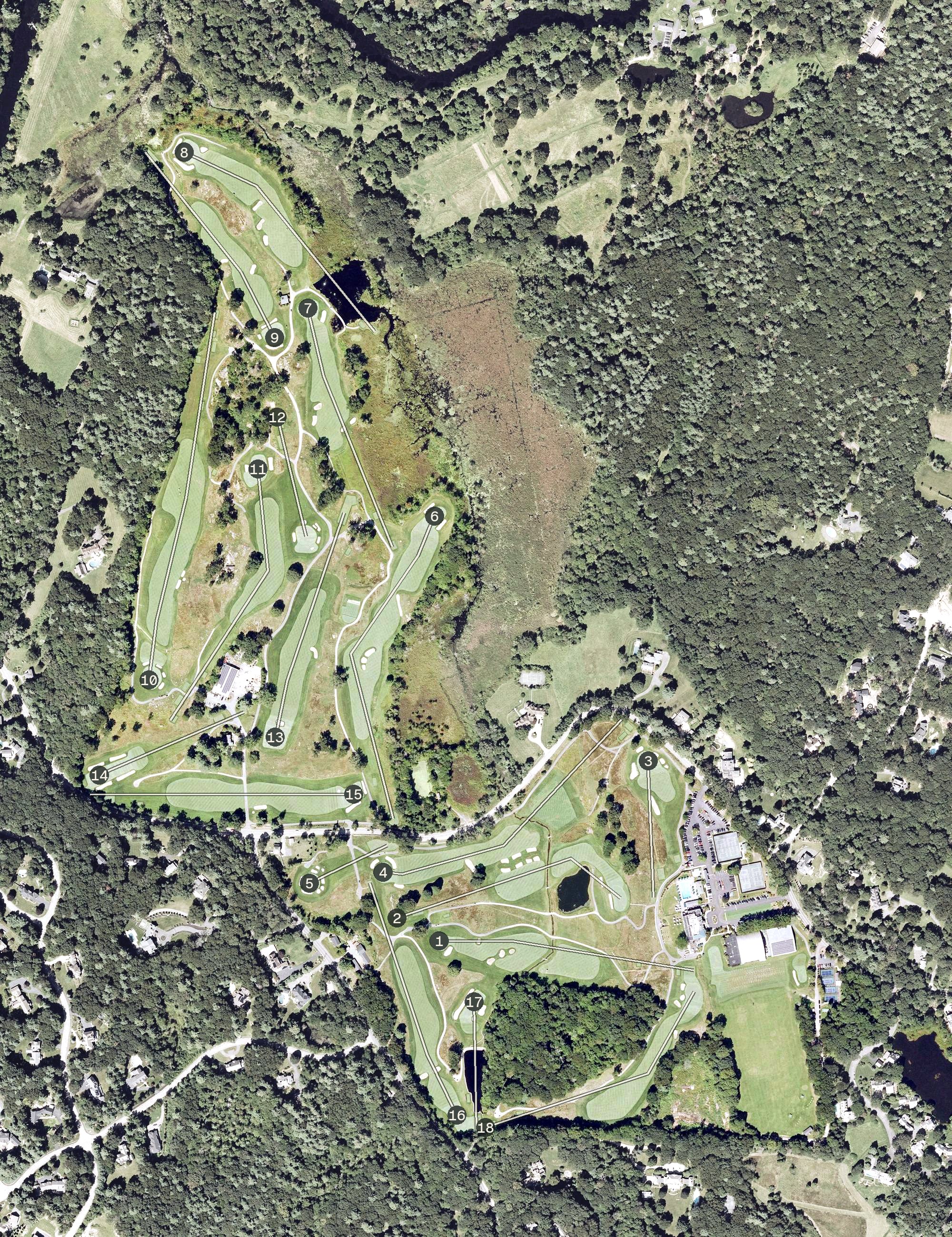 Aerial view of Dedham Country and Polo Club, MA