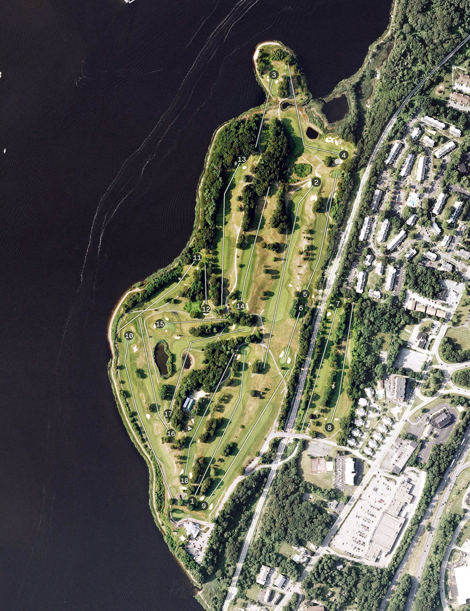 Aerial view of Fall River Country Club, MA