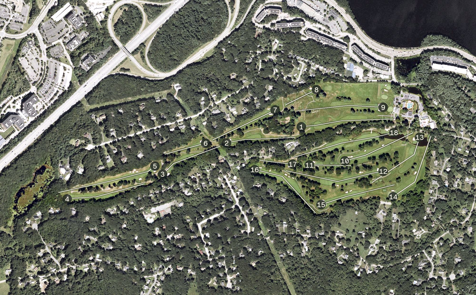 Aerial view of Framingham Country Club, MA