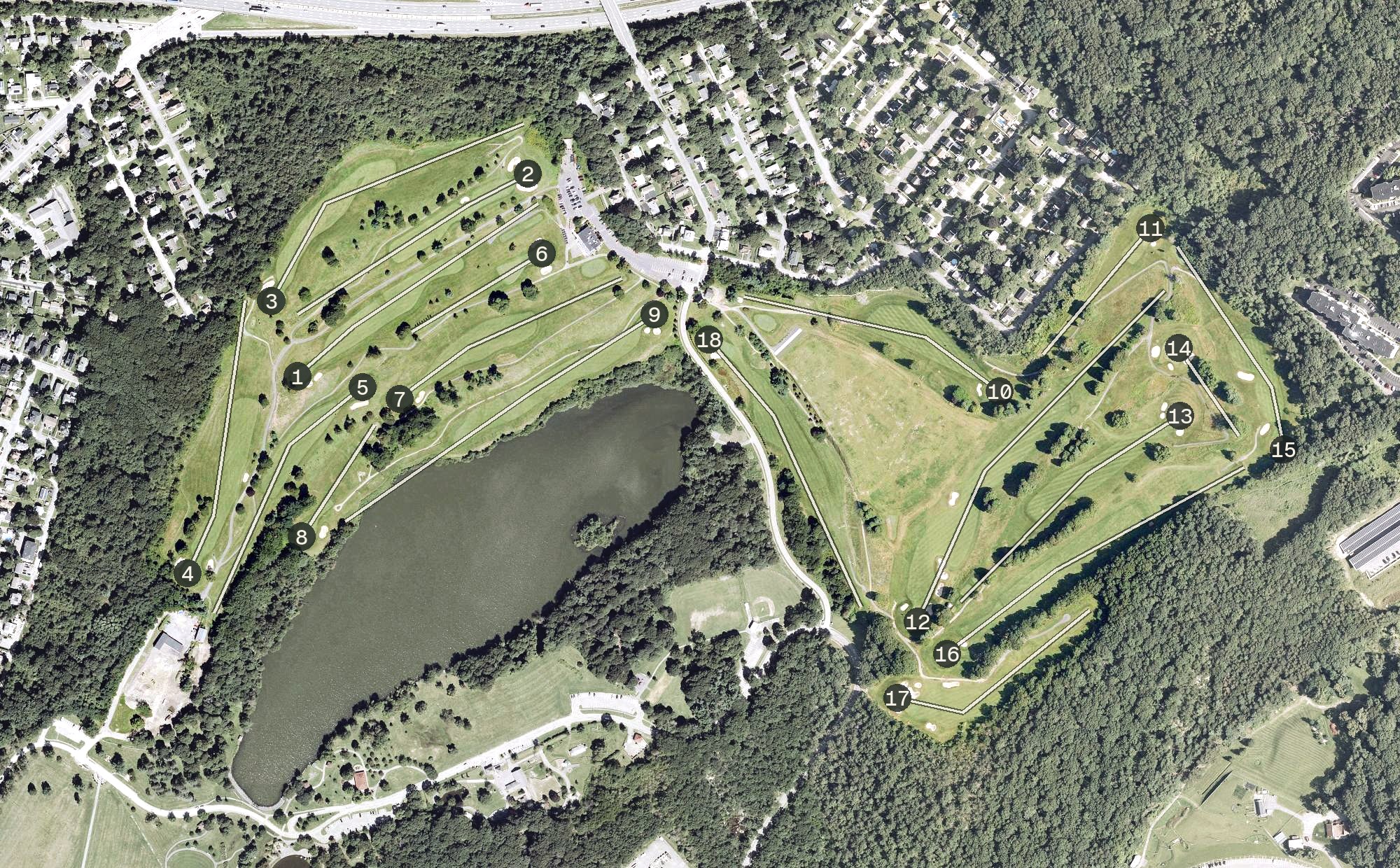 Aerial view of Green Hill Golf Course, MA