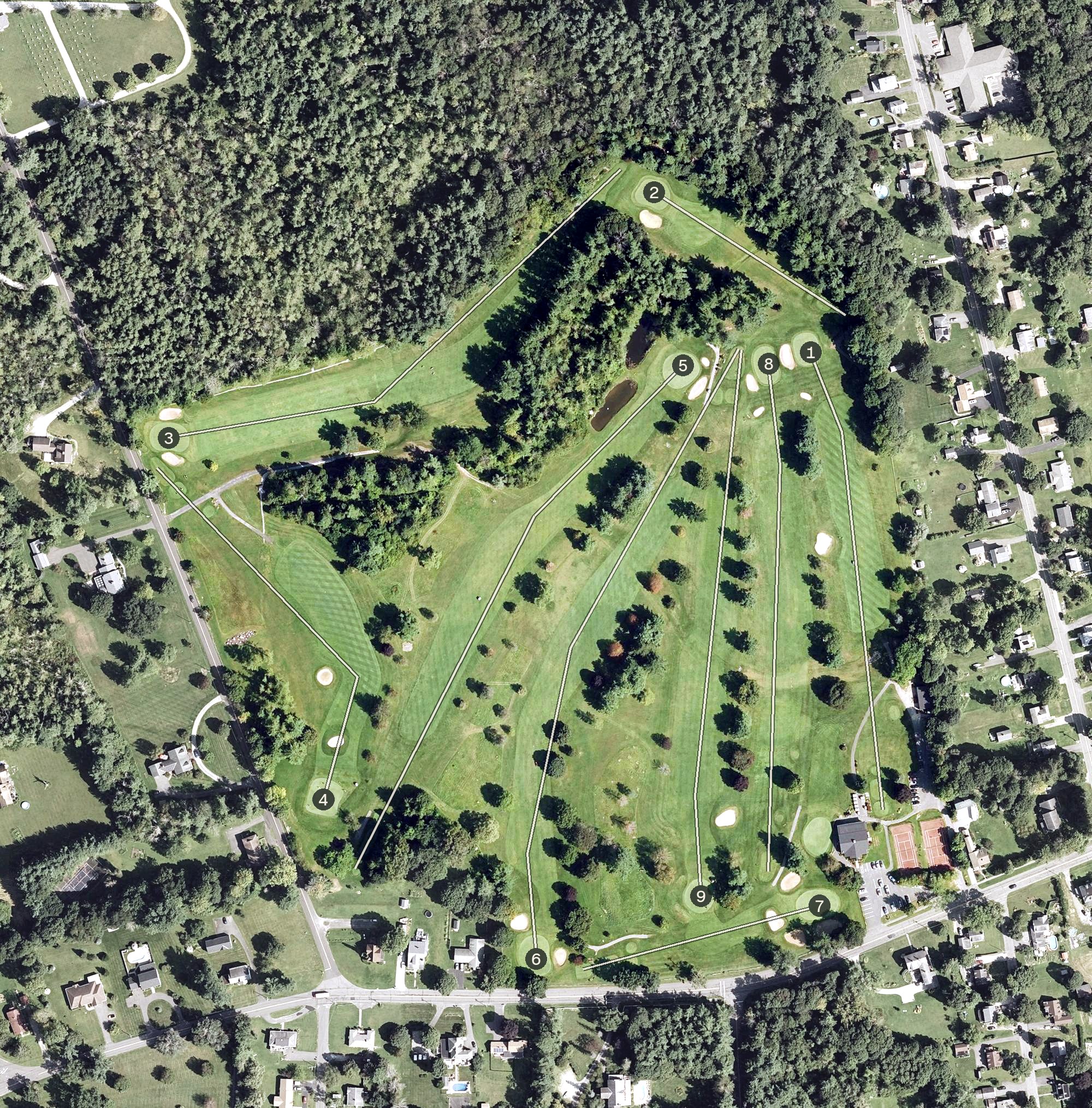 Aerial view of Greenock Country Club, MA