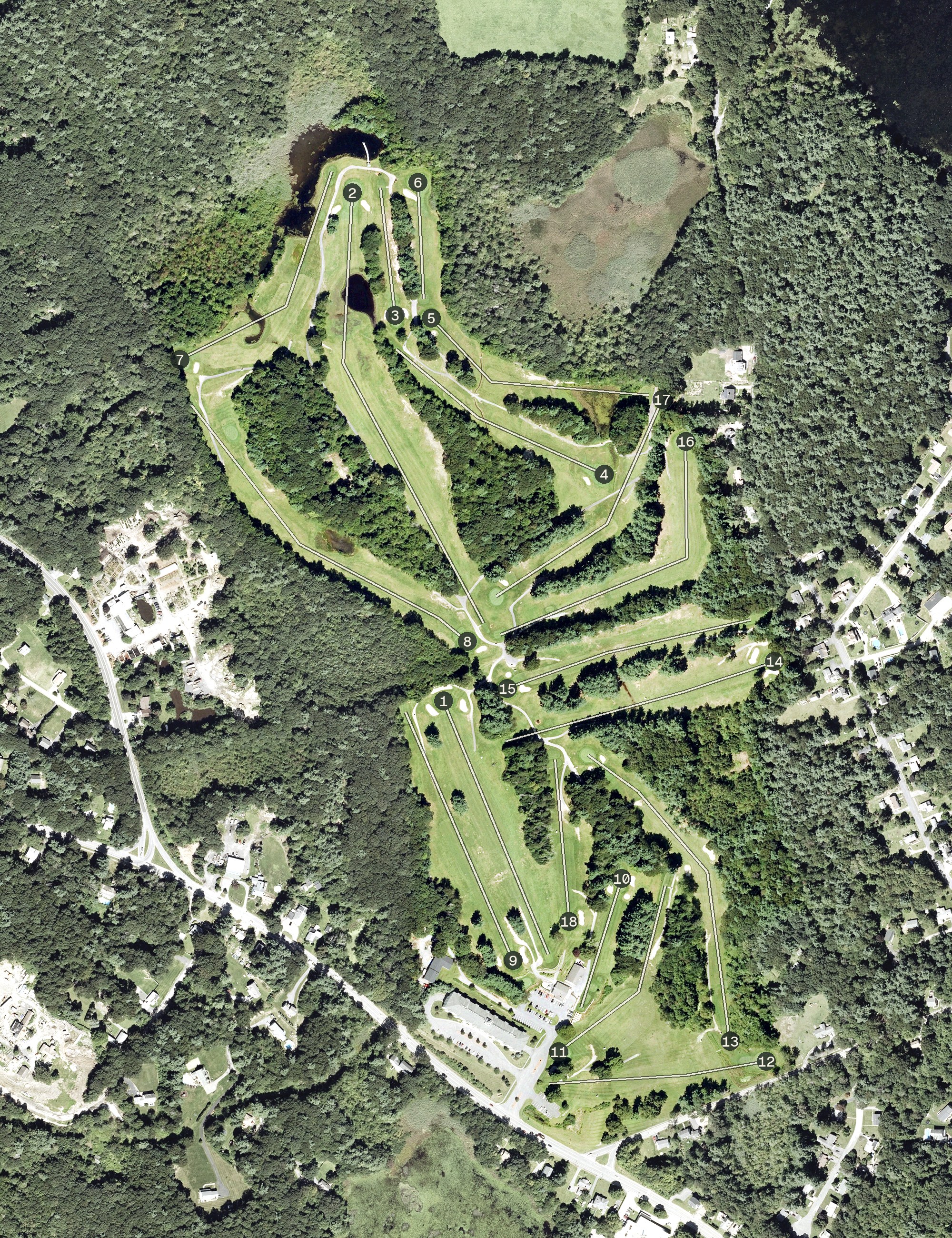 Aerial view of Holden Hills Country Club, MA