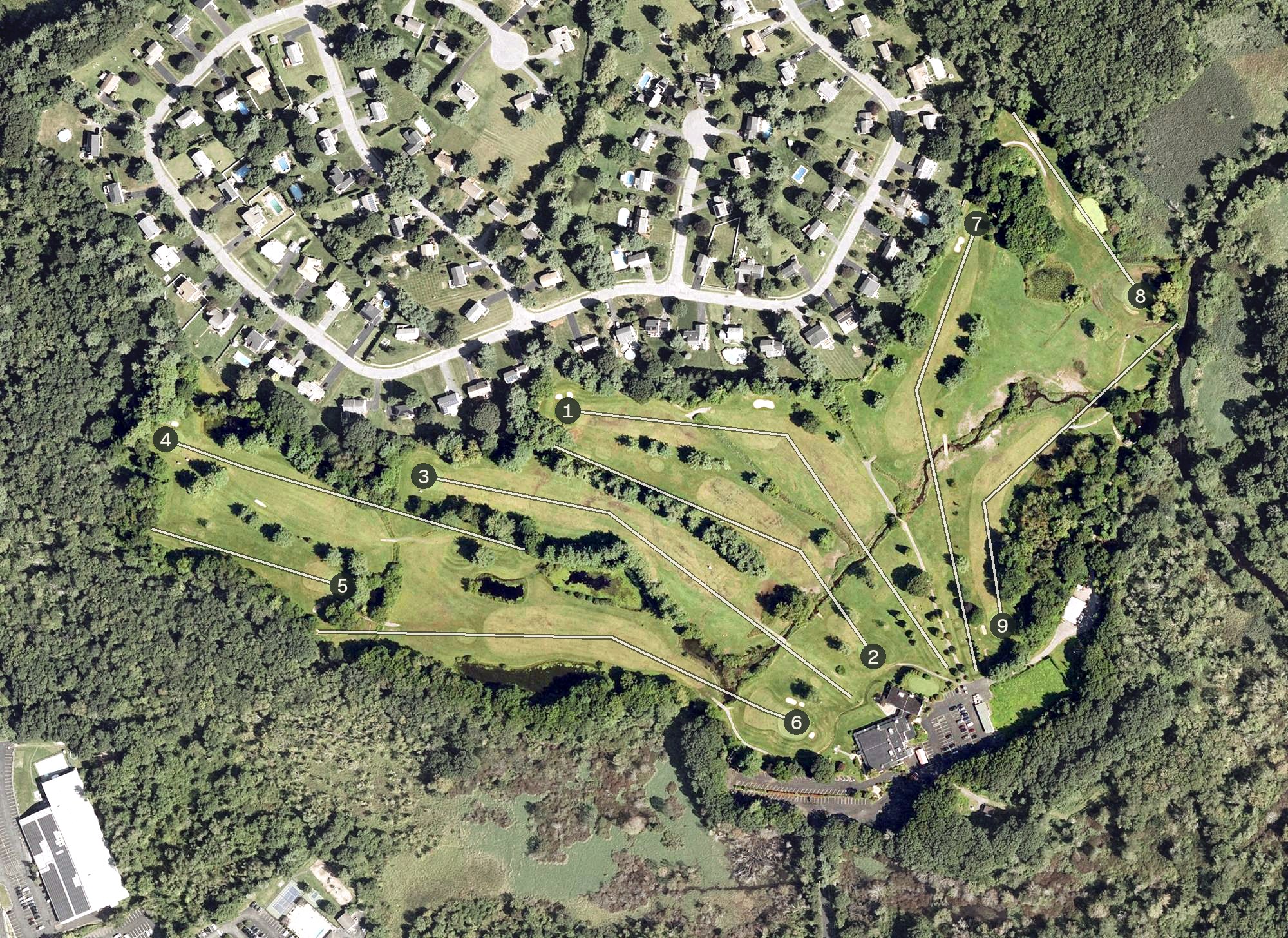 Aerial view of Indian Meadows Golf Course, MA