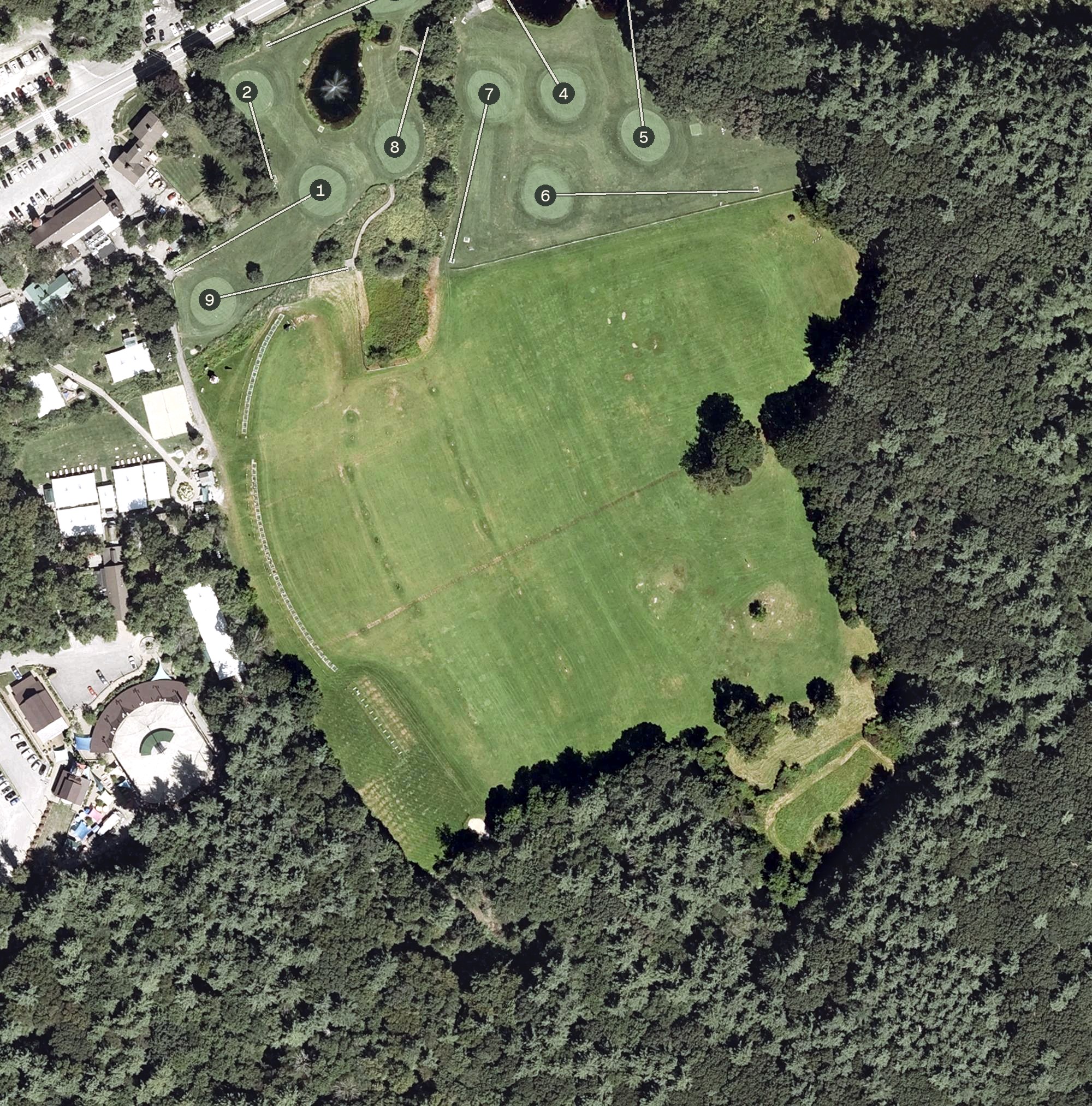 Aerial view of Kimball Farms Driving Range, MA