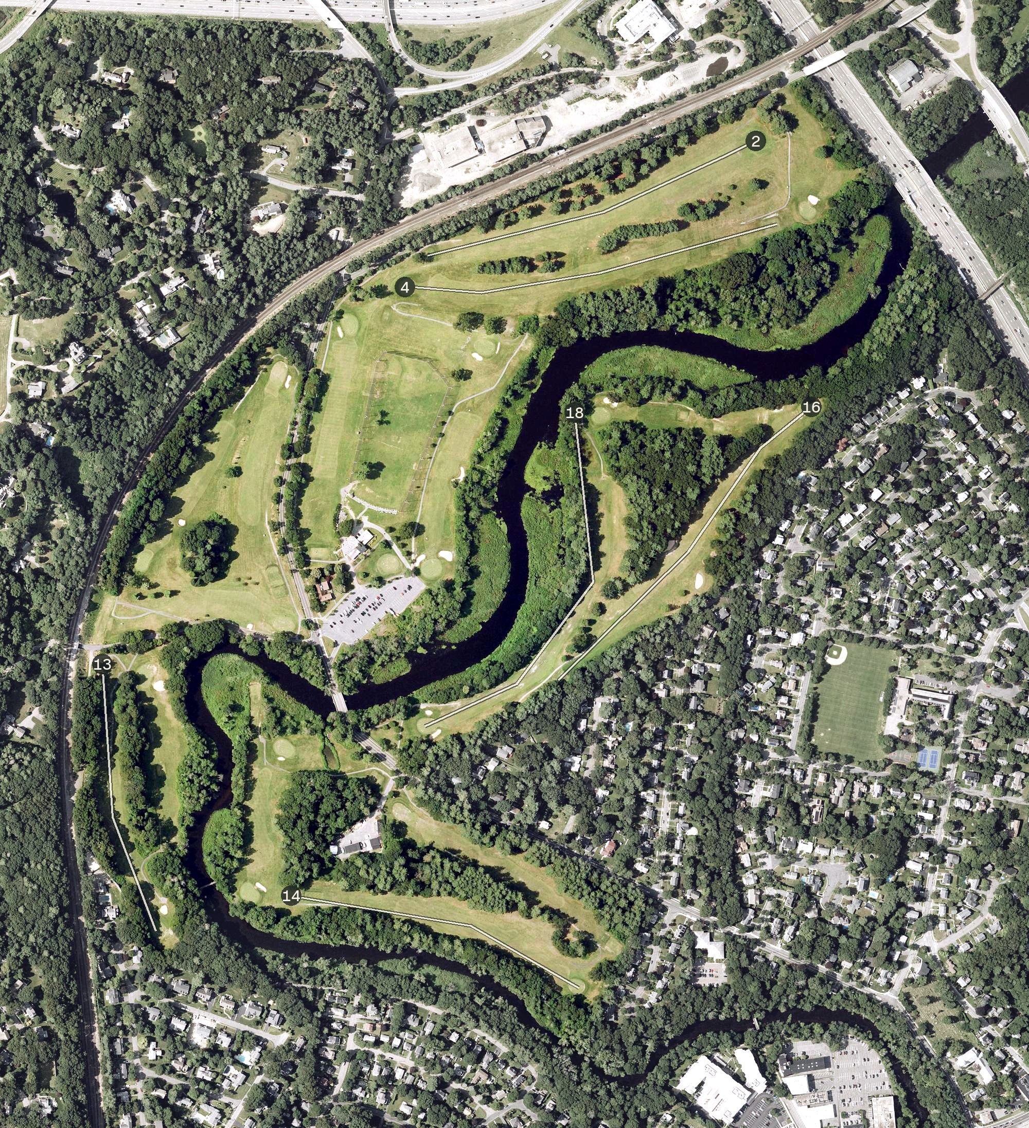 Aerial view of Leo Jerome Martin Memorial Golf Course, MA