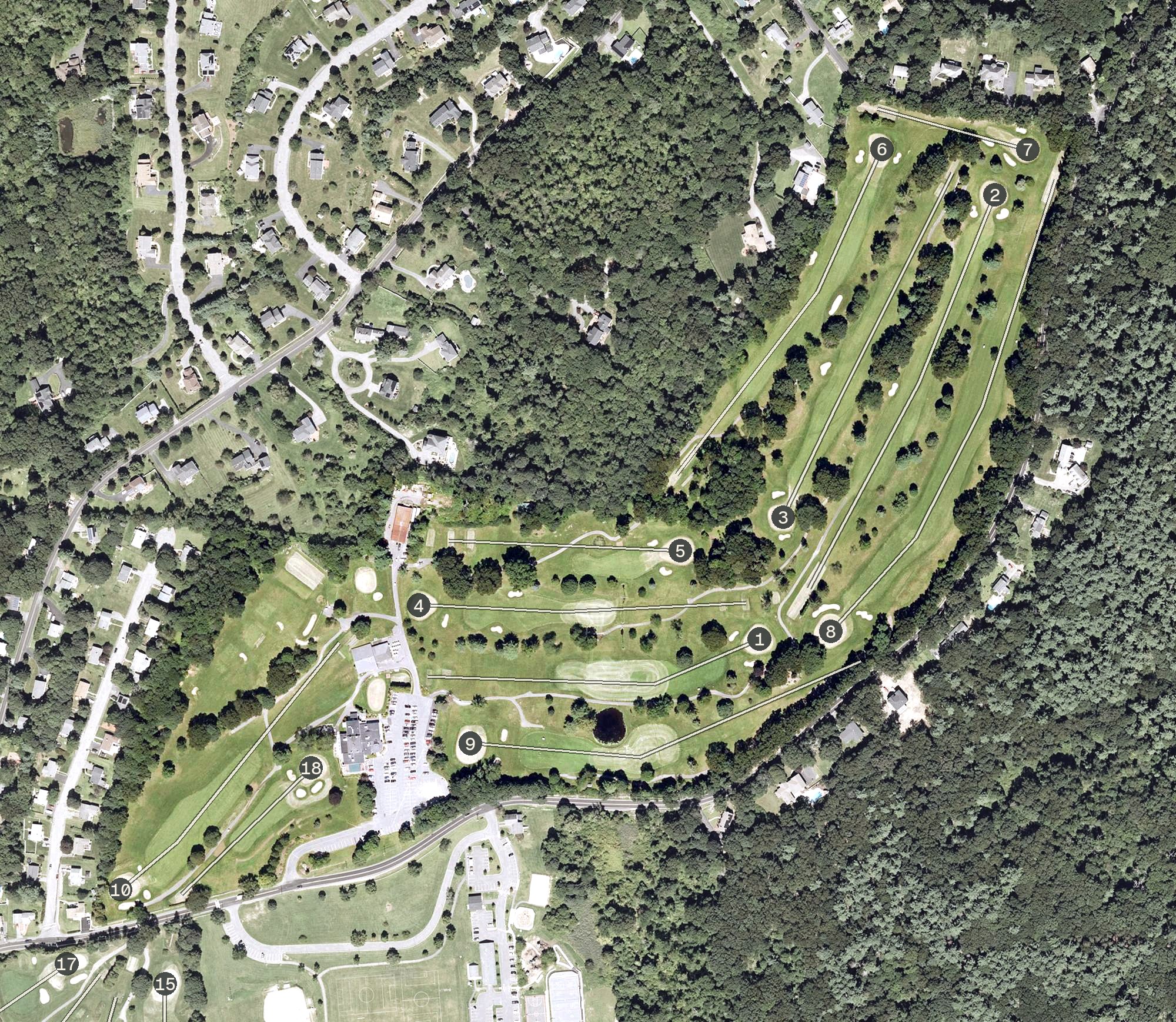 Aerial view of Marlborough Country Club, MA
