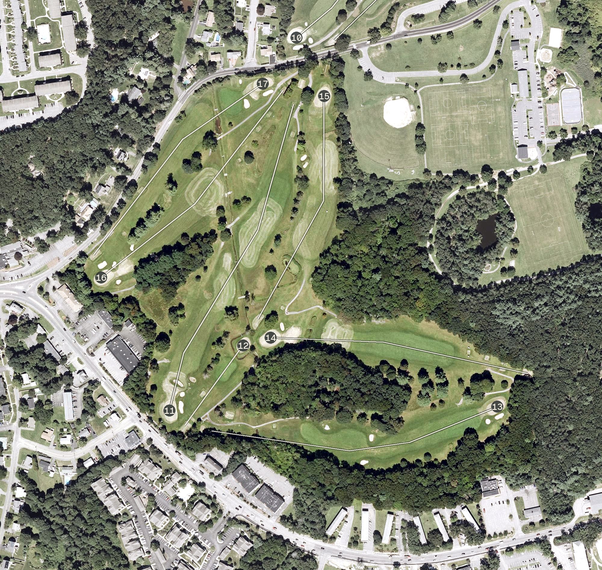 Aerial view of Marlborough Country Club, MA