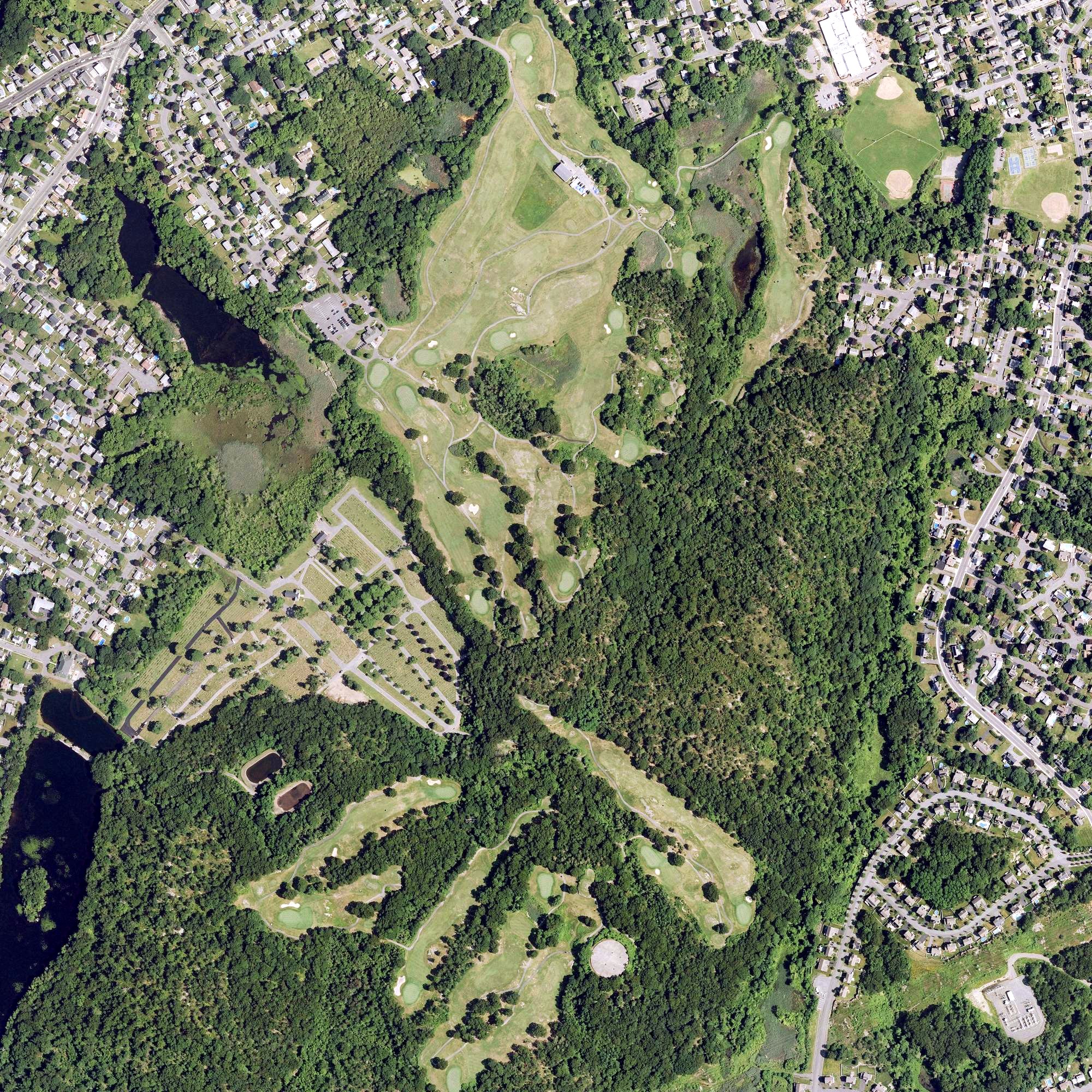 Aerial view of Meadow at Peabody Golf Course, MA