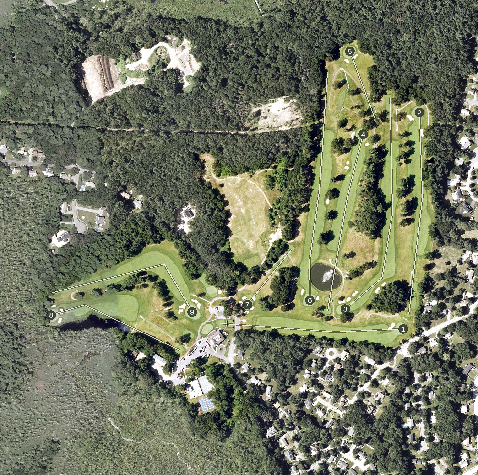 Aerial view of Meadow Brook Golf Club, MA