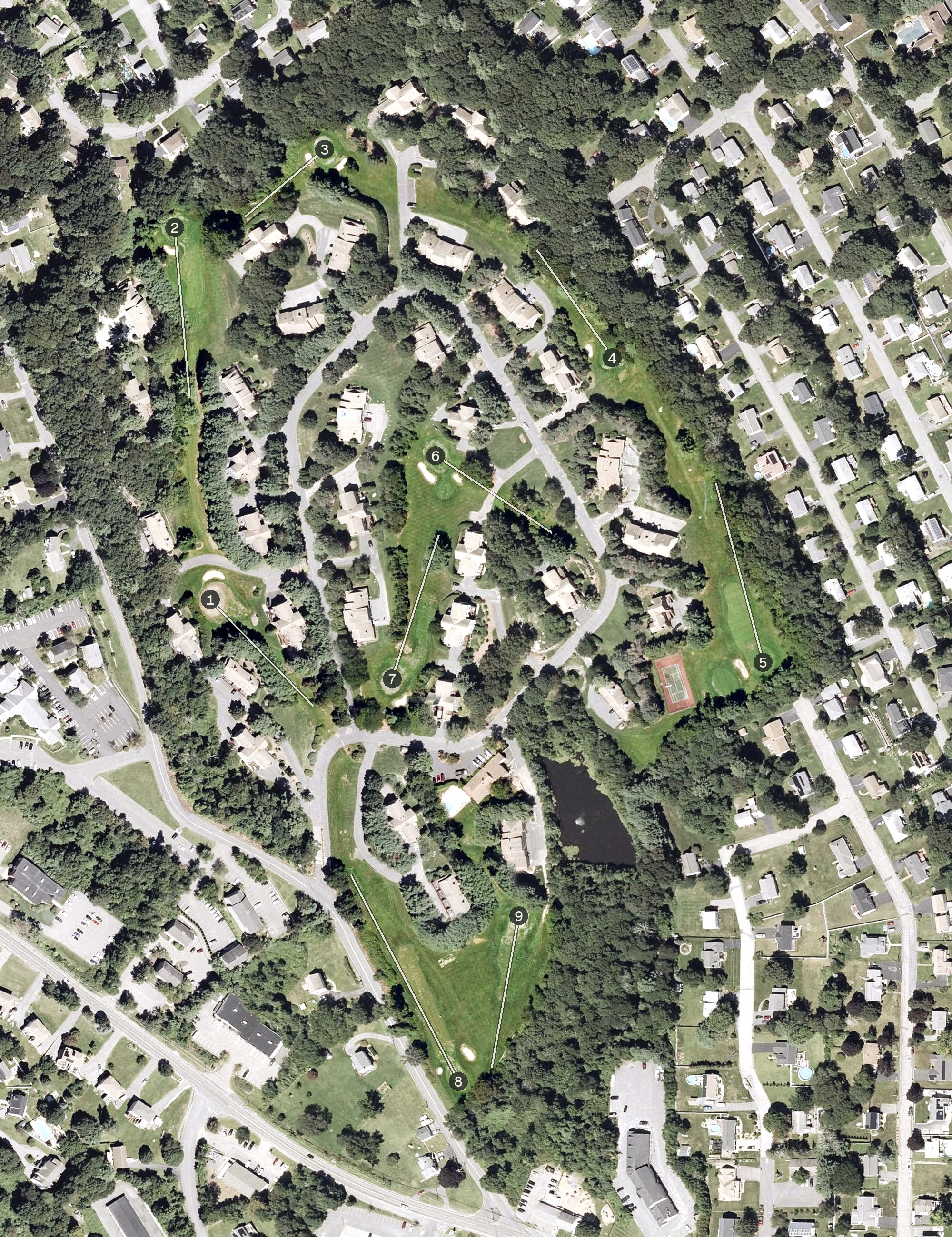 Aerial view of Milford Country Club, MA