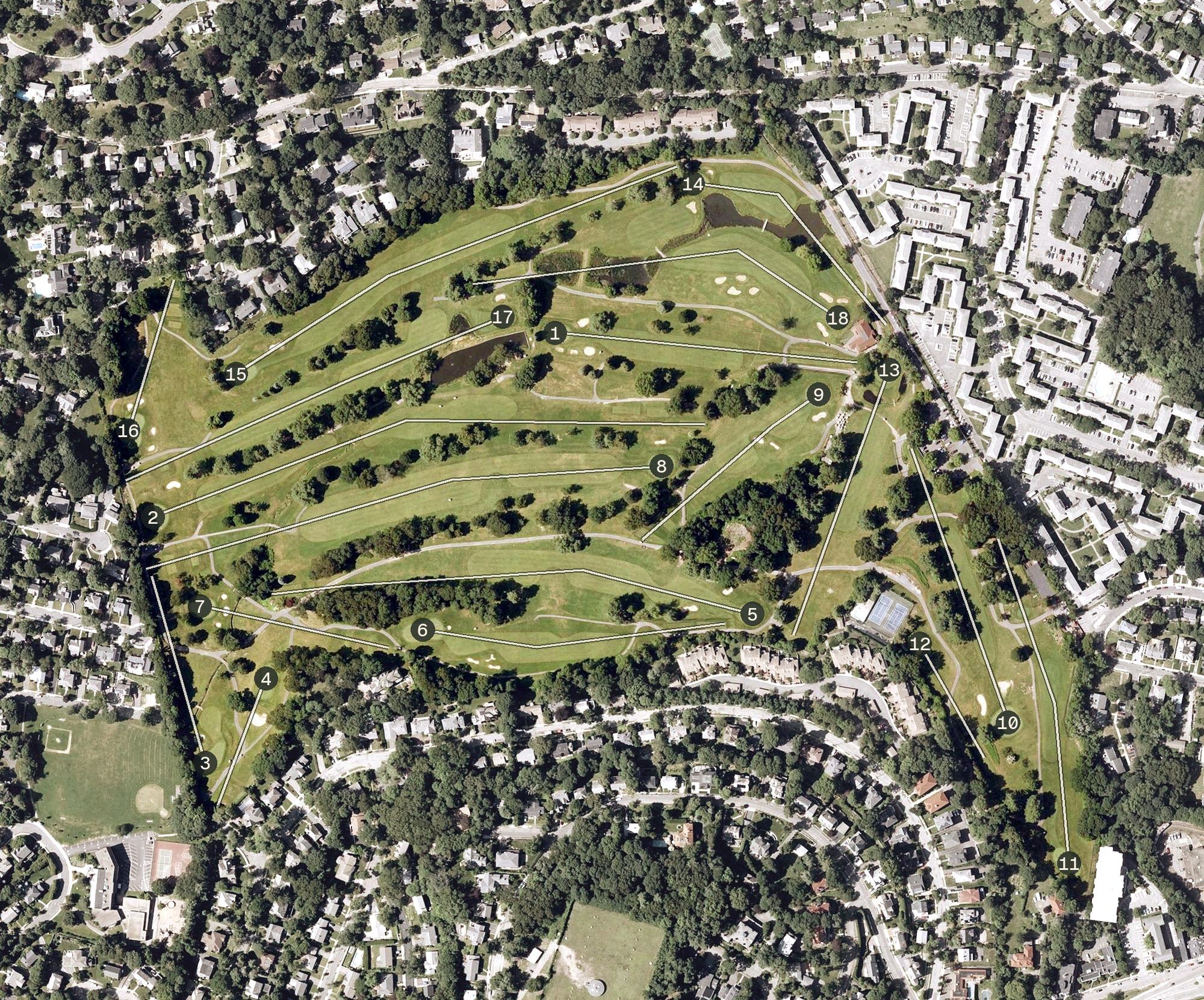 Aerial view of Newton Commonwealth Golf Course, MA