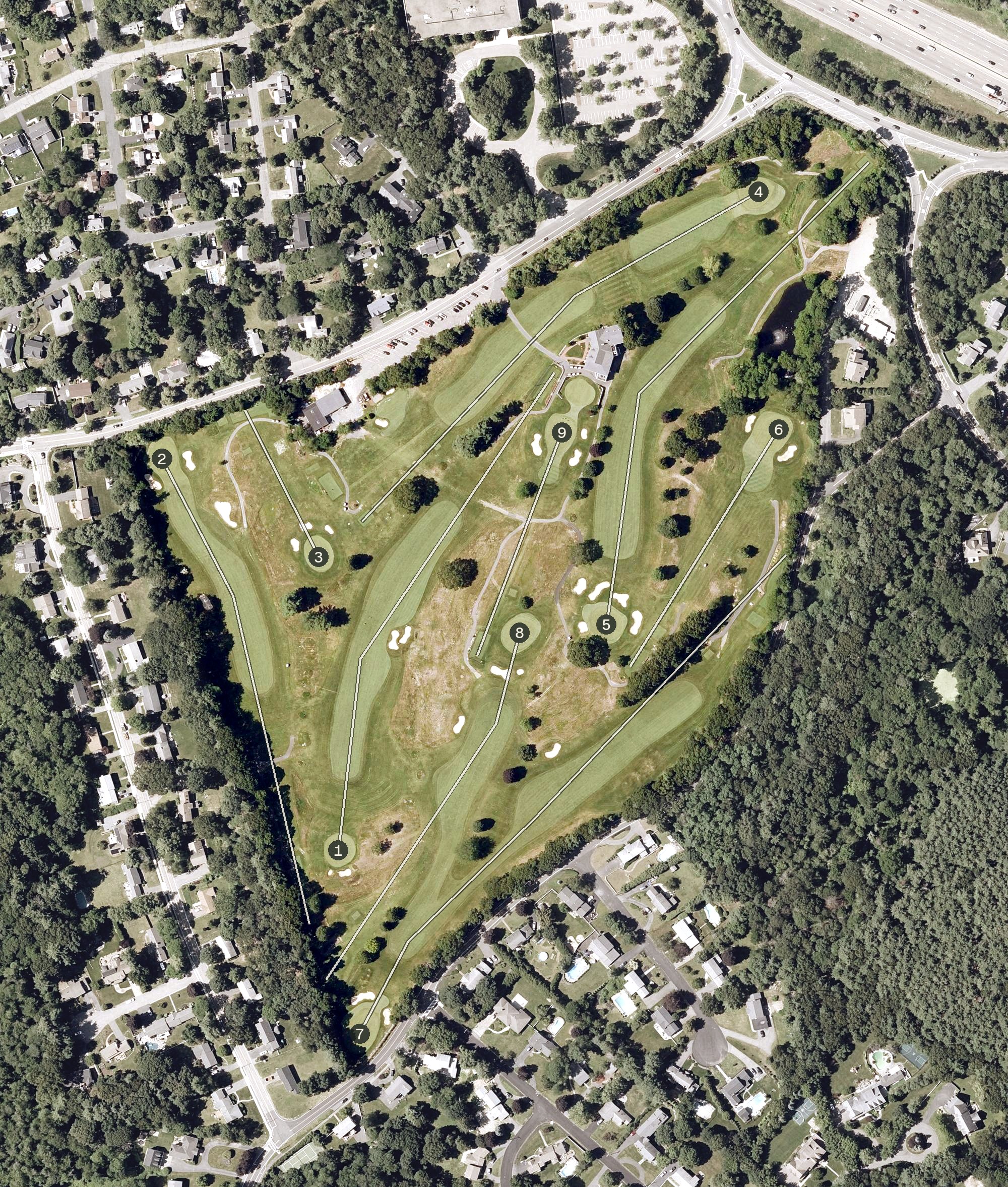 Aerial view of Norfolk Golf Club, MA
